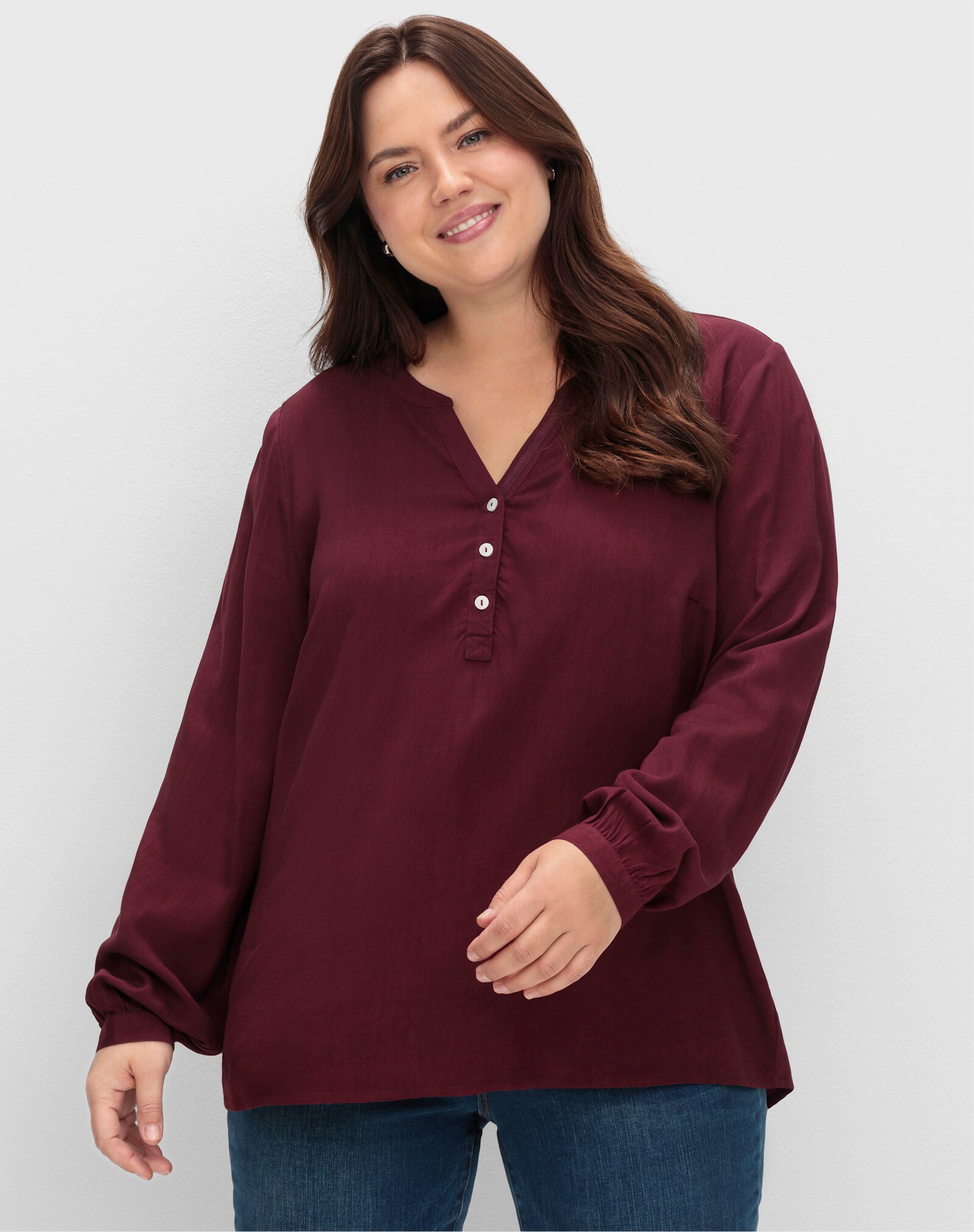 sheego Tunika im Doppelpack - aubergine + schwarz-gemustert