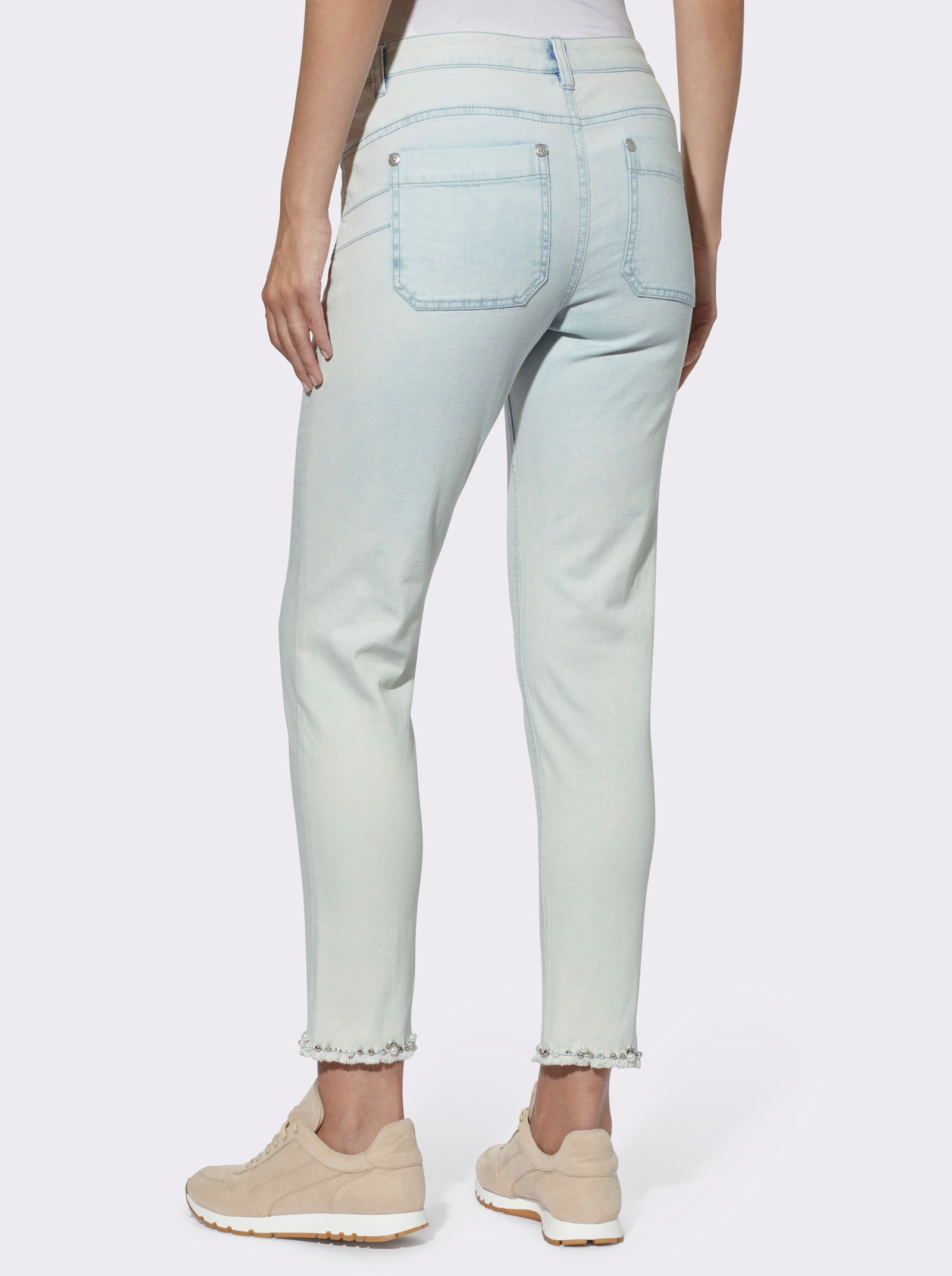 heine 5-Pocket-Jeans mit Schmuckapplikation - blue-bleached