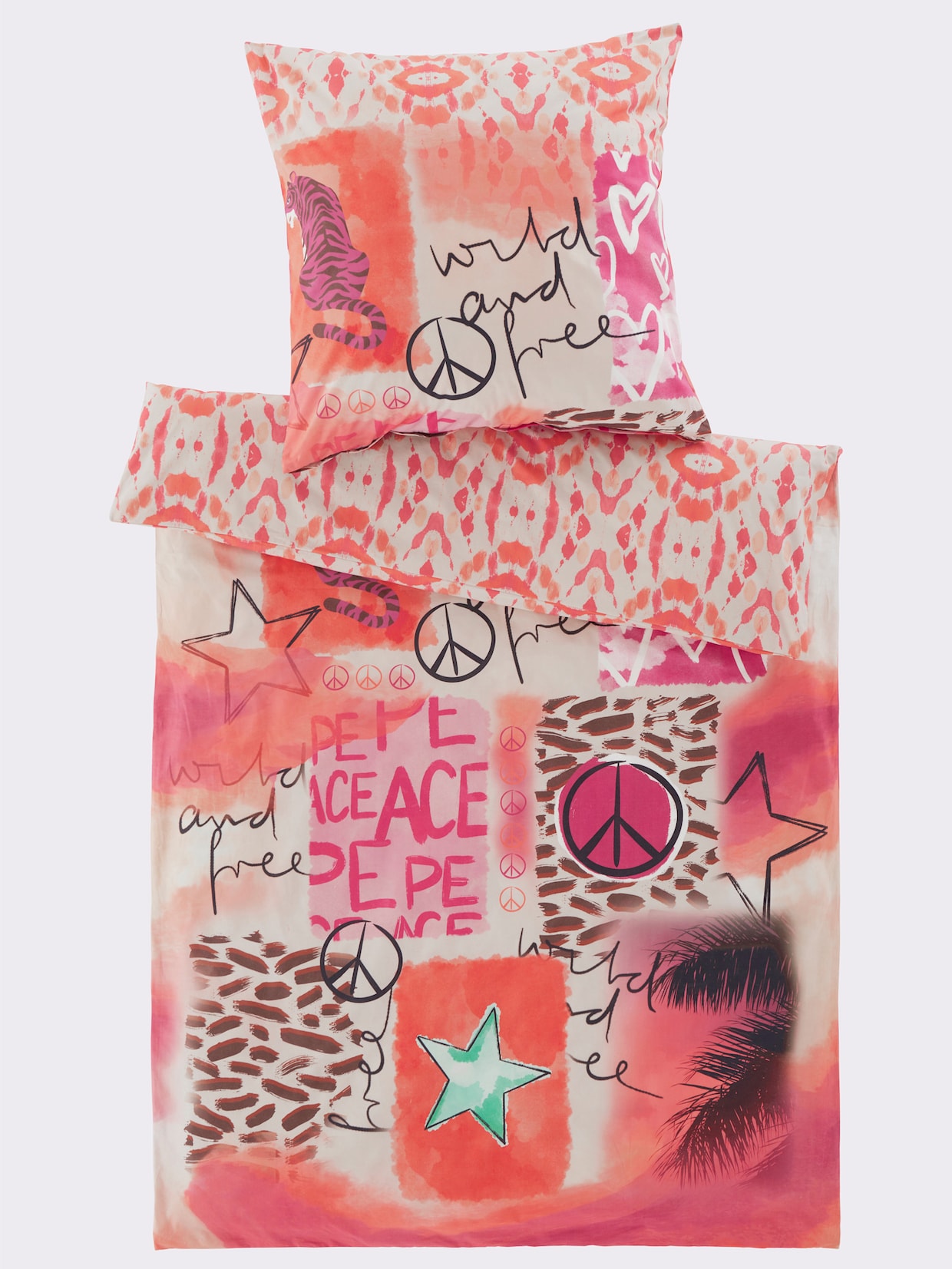 heine home Bedtextiel - oranje/pink bedrukt