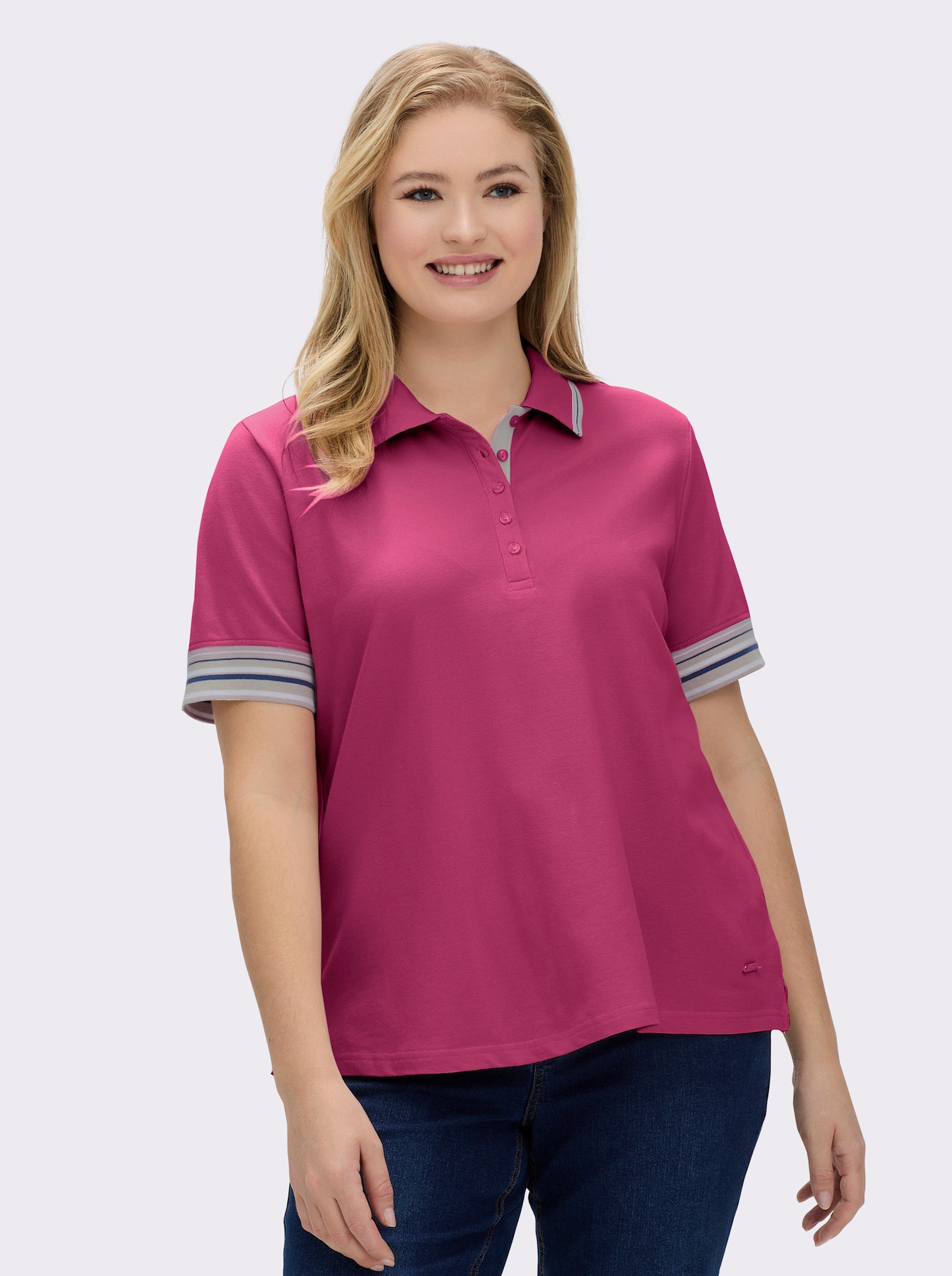 Poloshirt in Pikee-Qualität - fuchsia