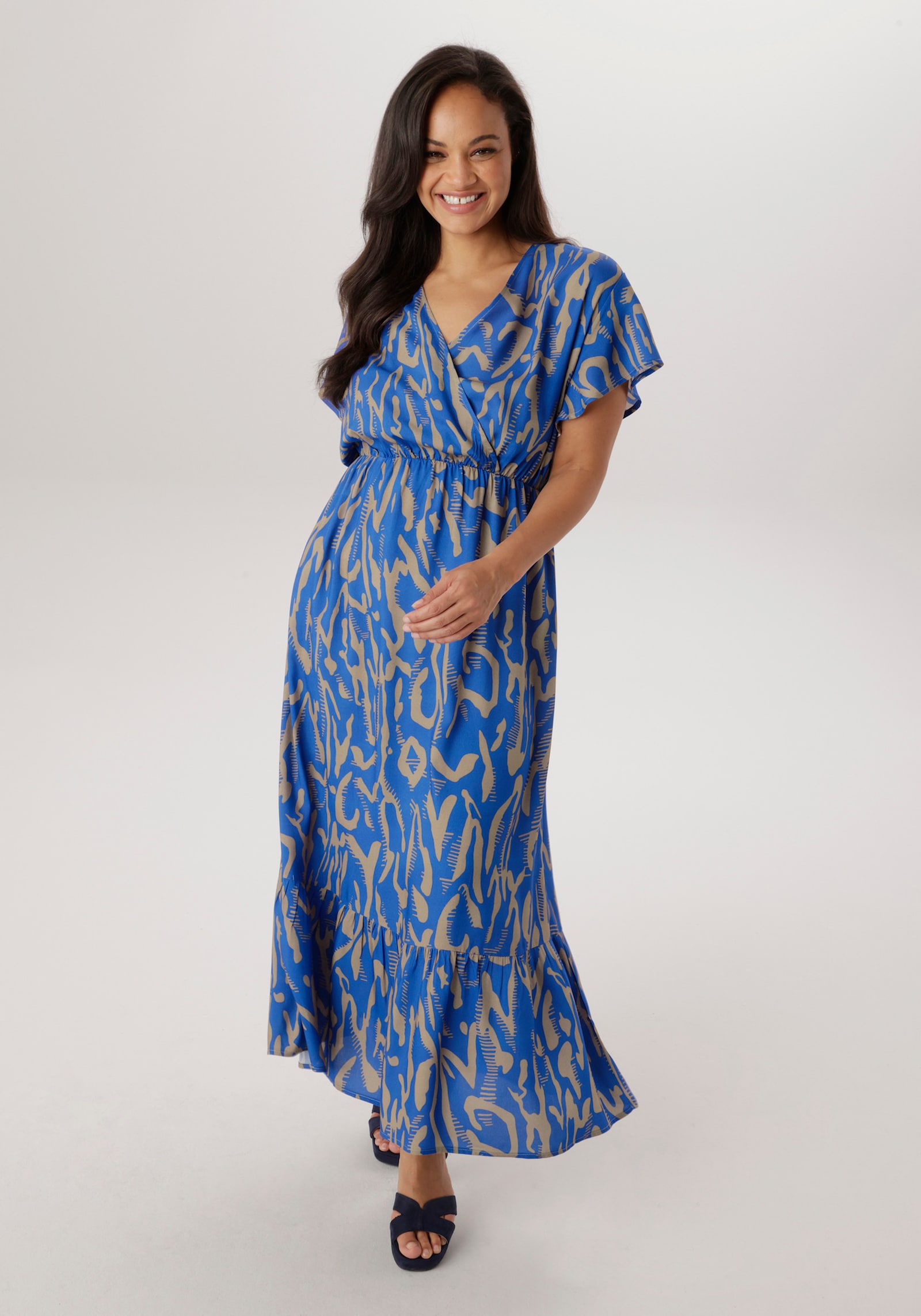 Aniston PLUS Maxikleid - blau-beige