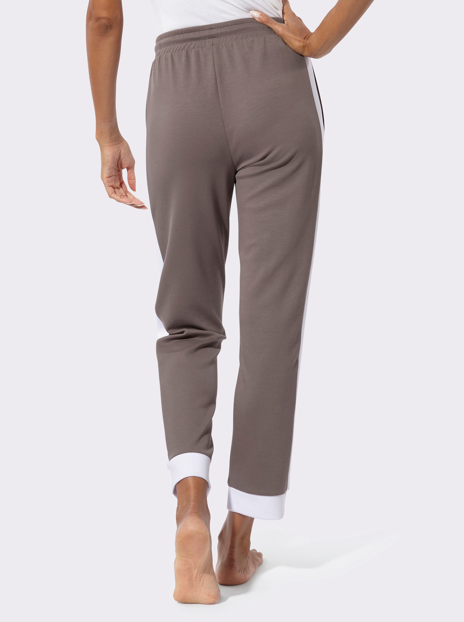 feel good Dehnbund-Hose - dunkeltaupe-ecru