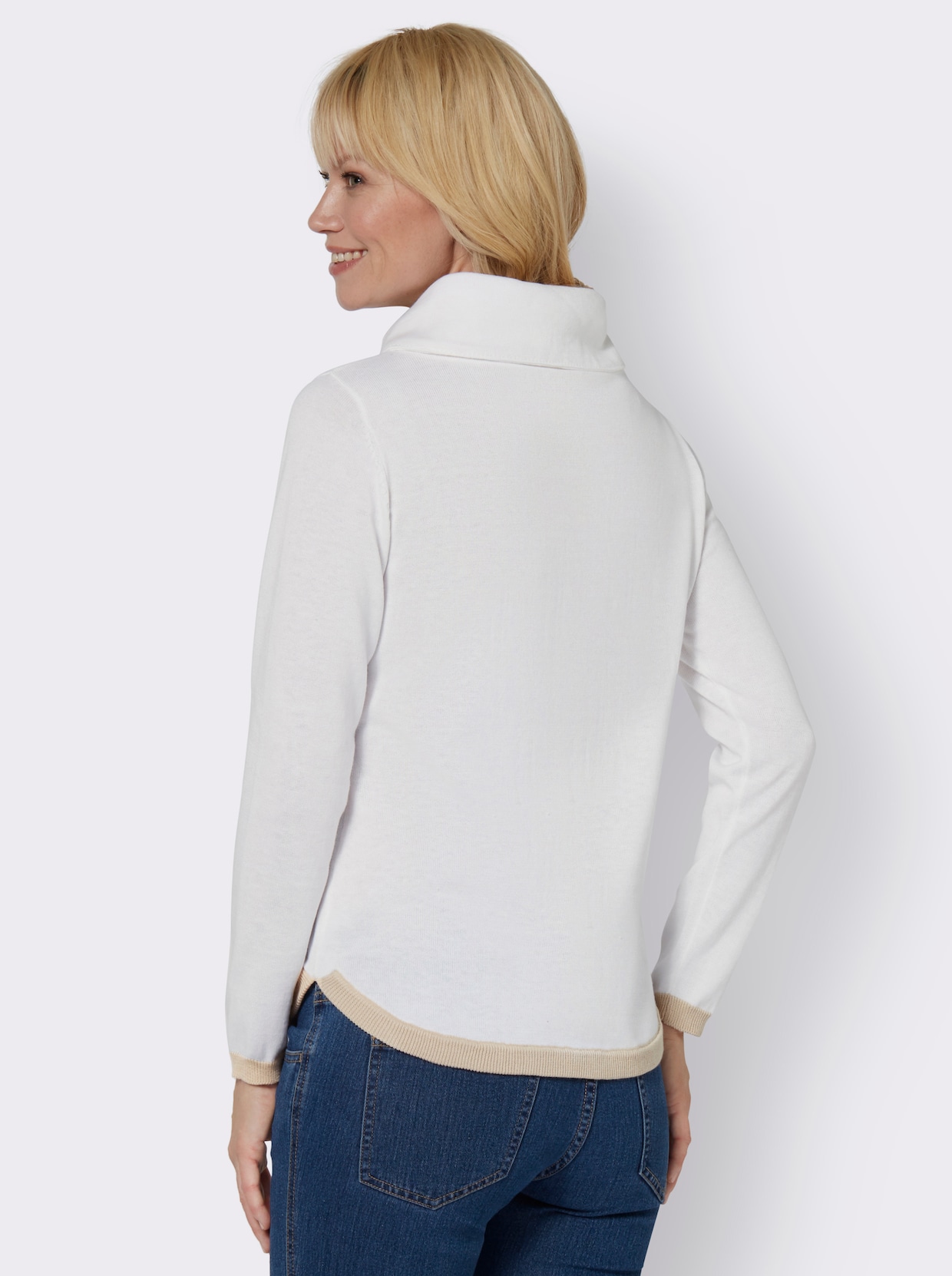 Langarm-Pullover - ecru-sand