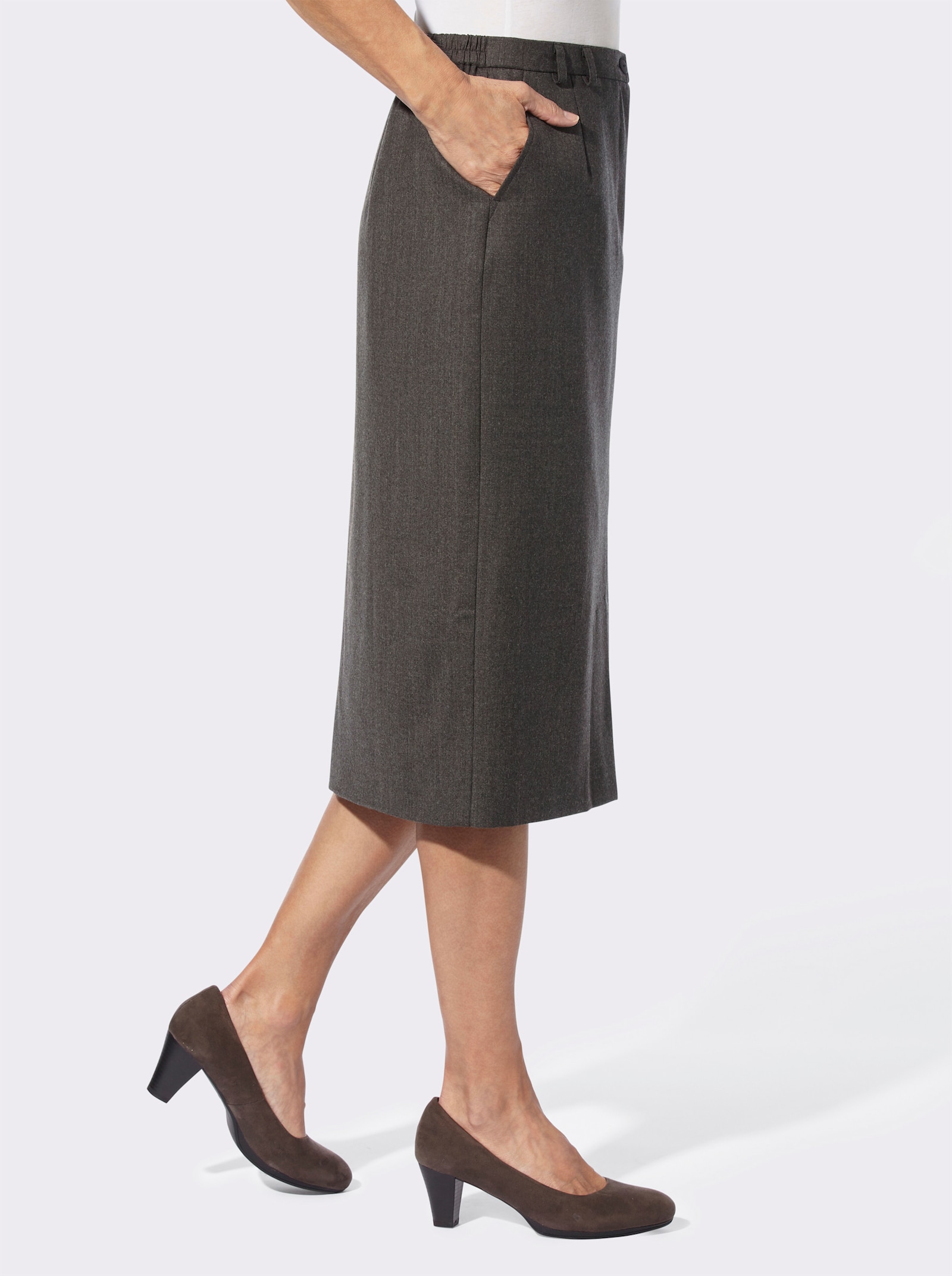 Webrock mit Deko-Patte - braun-meliert