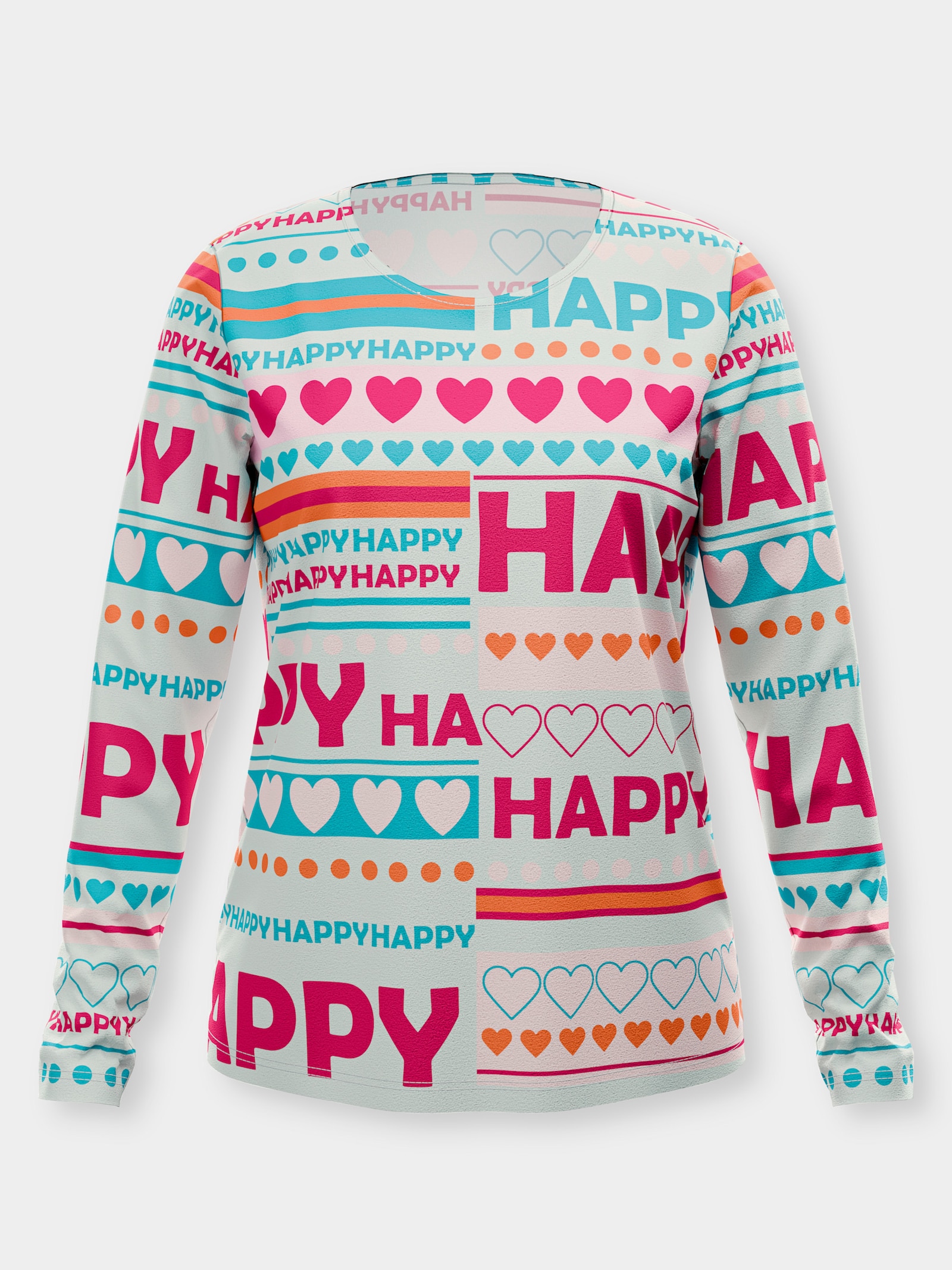 Langarmshirt - zartmint-pink-bedruckt