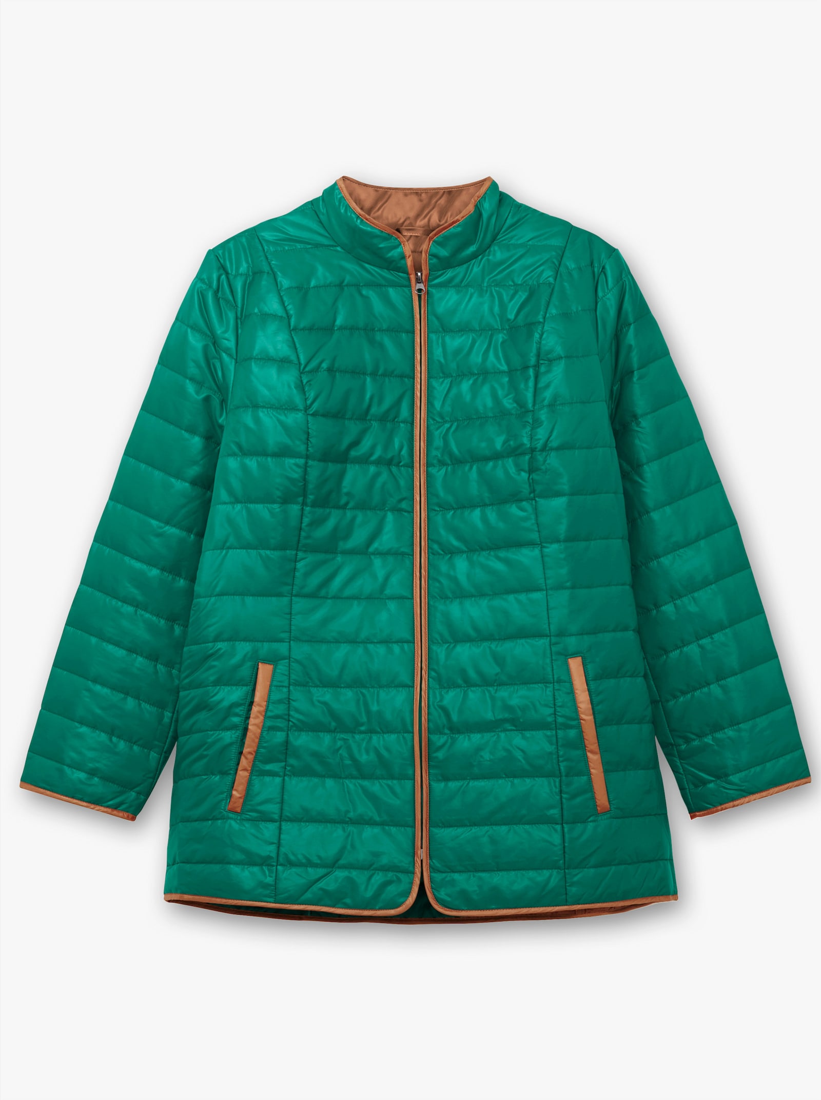 Steppjacke mit kontrastfarbigem Futter - tannengrün