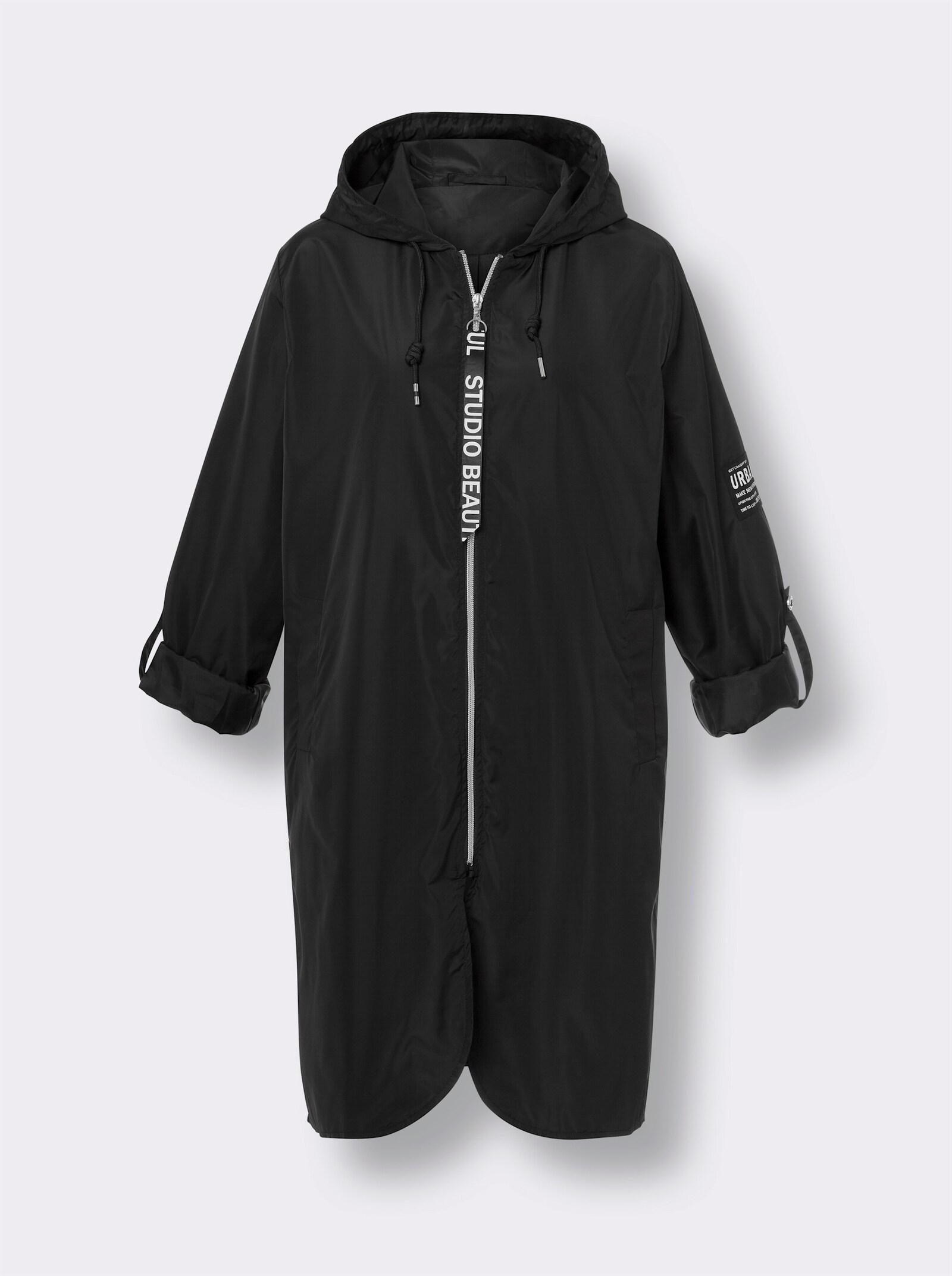 heine Kurzmantel mit krempelbaren Ärmeln - schwarz