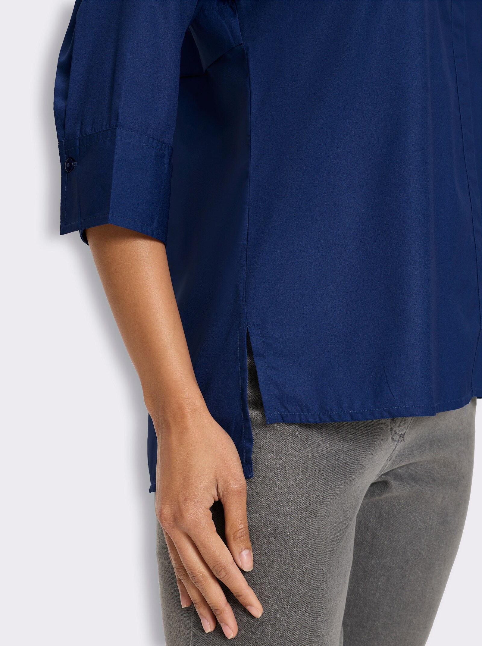 Longbluse mit Falte im Rückteil - royalblau