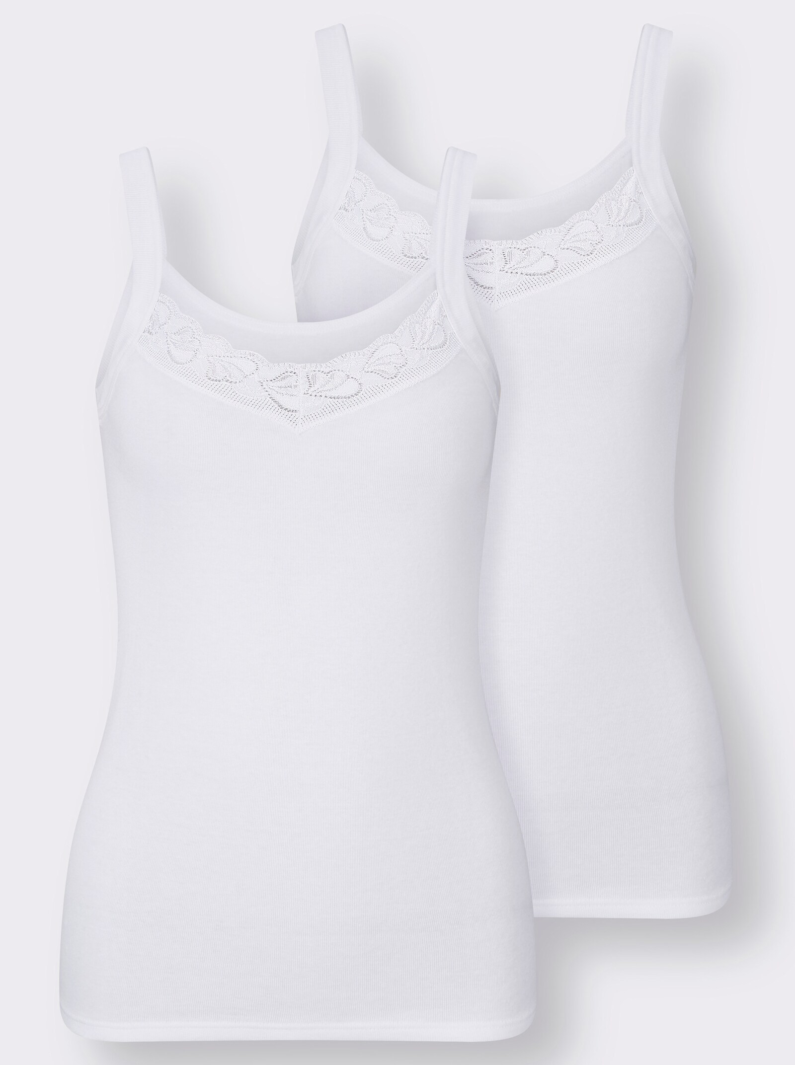 wäschepur Achselhemd mit elastischer Spitze - weiss