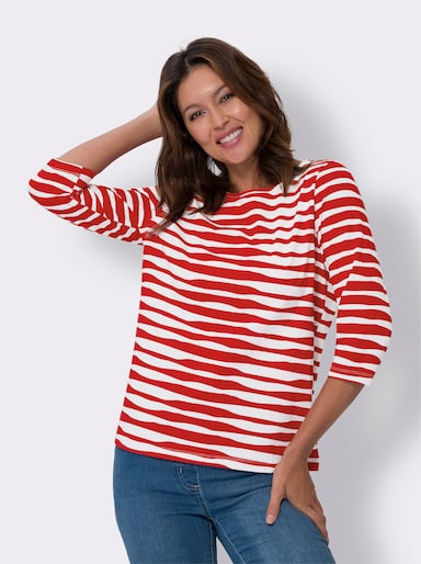 Shirt met 3/4-mouw - rood/wit gestreept