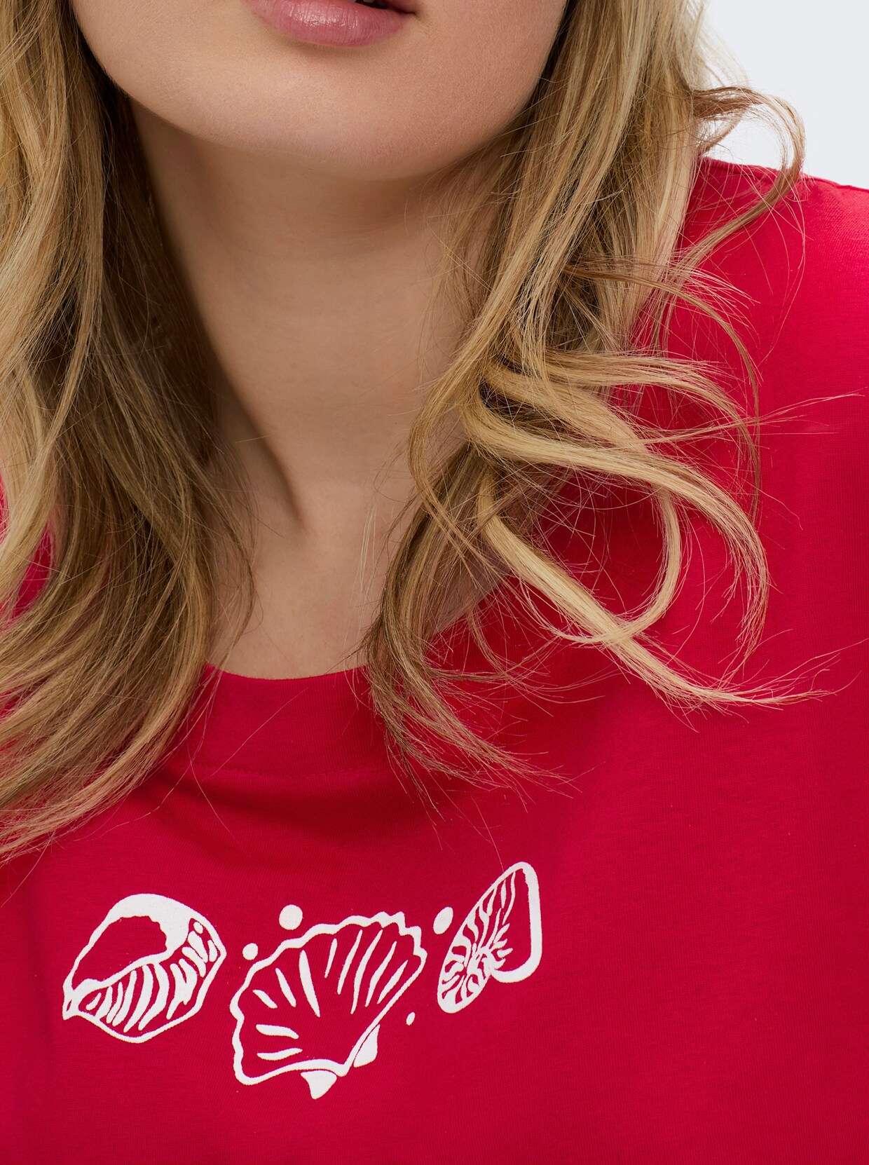 Kurzarmshirt mit Muschel-Druck - rot