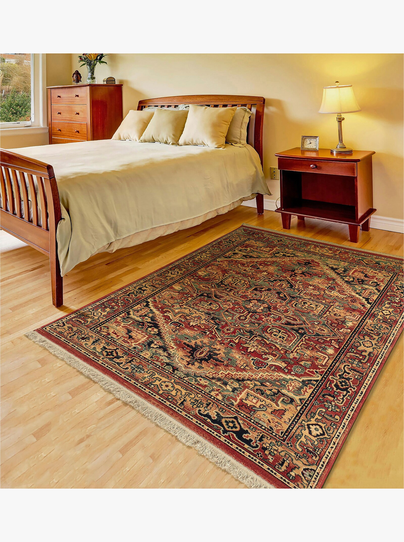 Theko Teppich - rot-gemustert