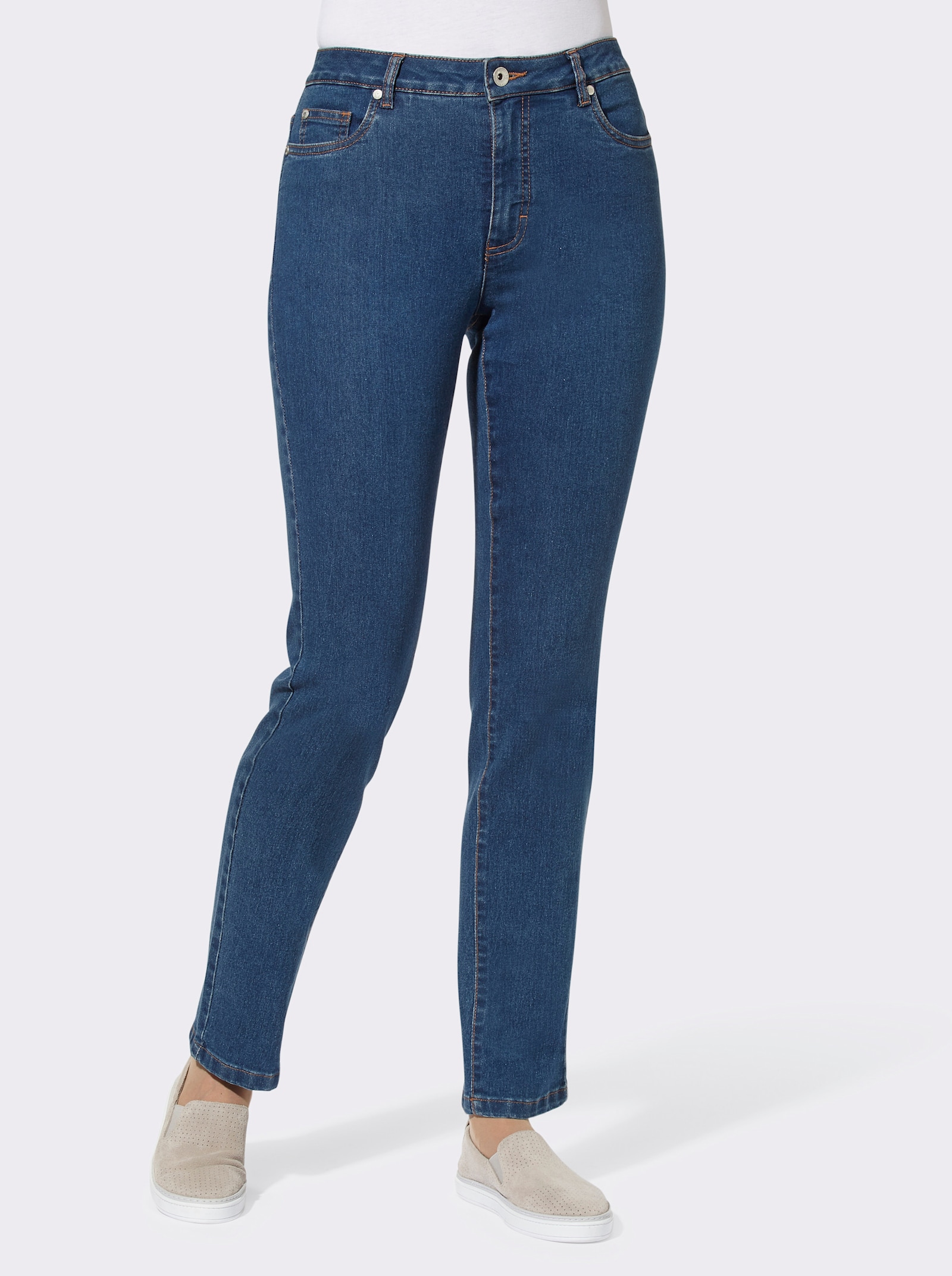 5-Pocket-Jeans , passgenau dank Stretch - blue-stone-washed