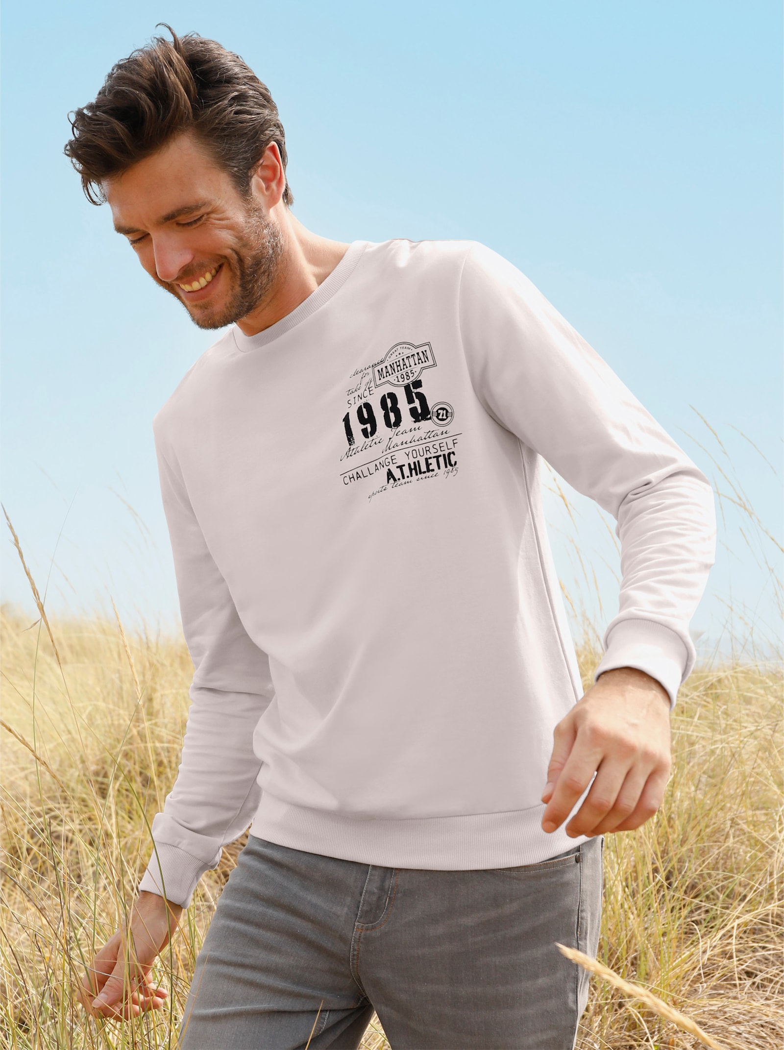 Catamaran Sweatshirt mit Bündchenabschlüssen - hellgrau