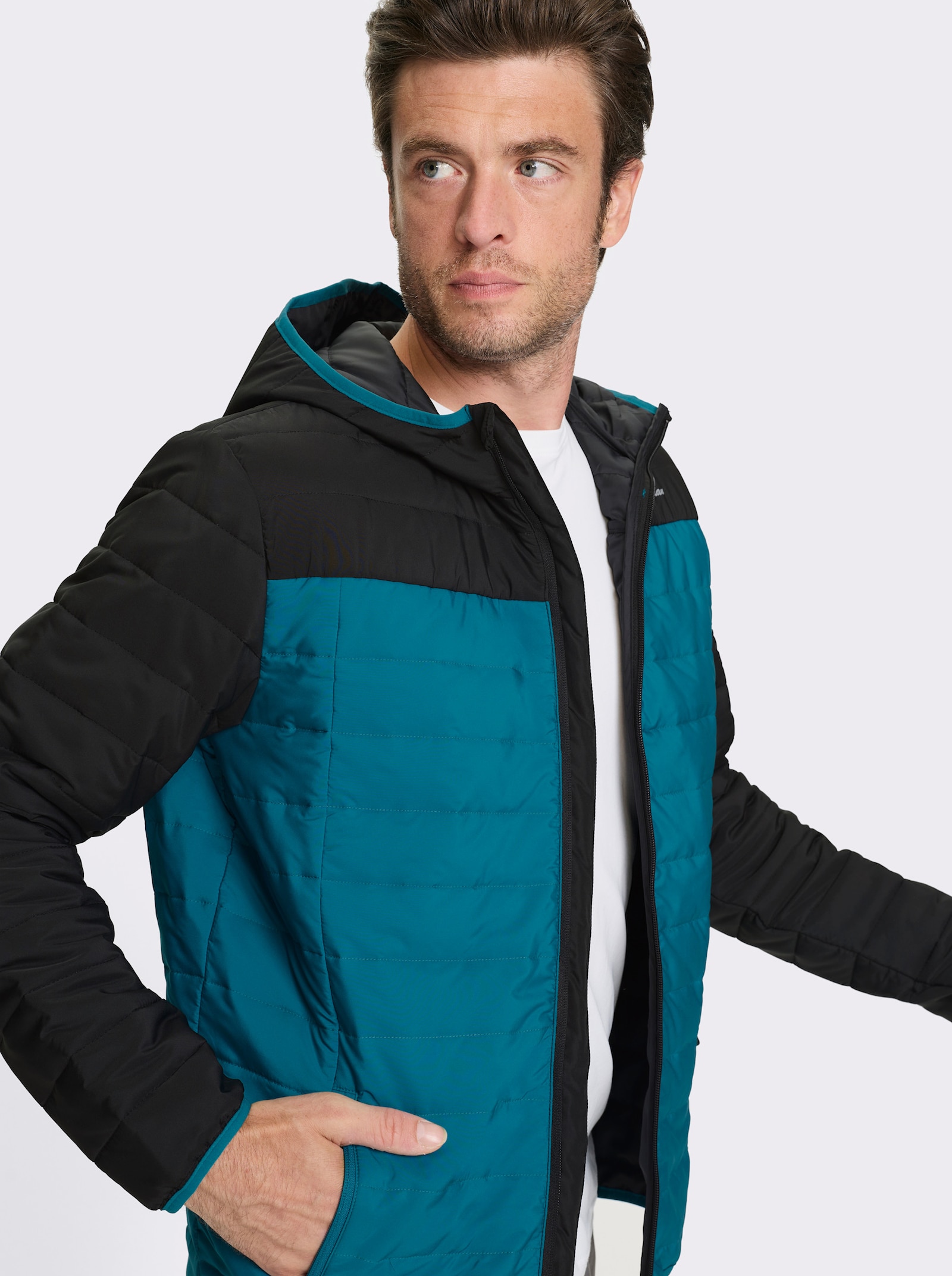 Catamaran Sports Steppjacke mit fester Kapuze - schwarz-aquapetrol