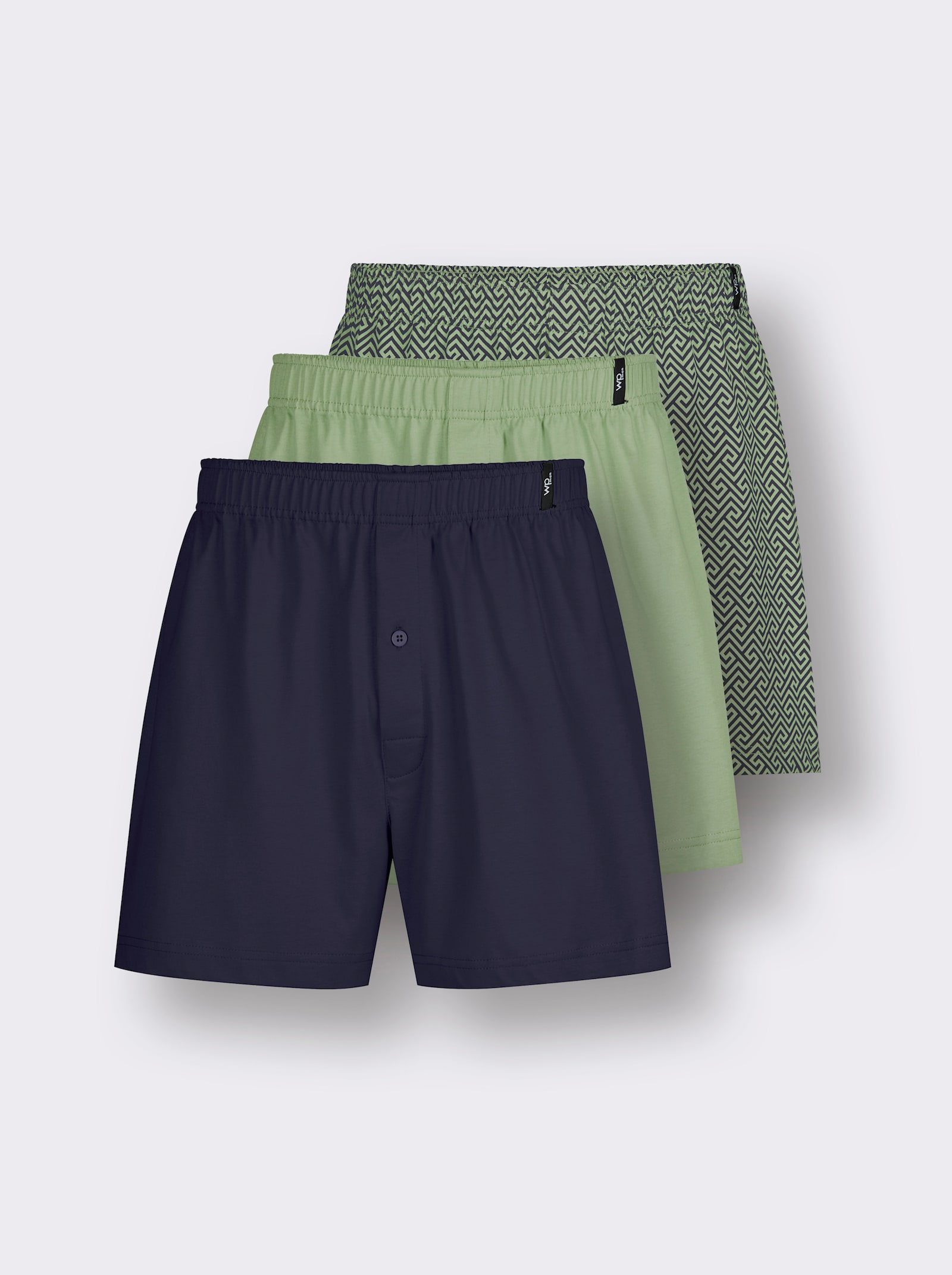 wäschepur men Boxershorts - marine-eucalyptus-bedruckt + marine + eucalyptus
