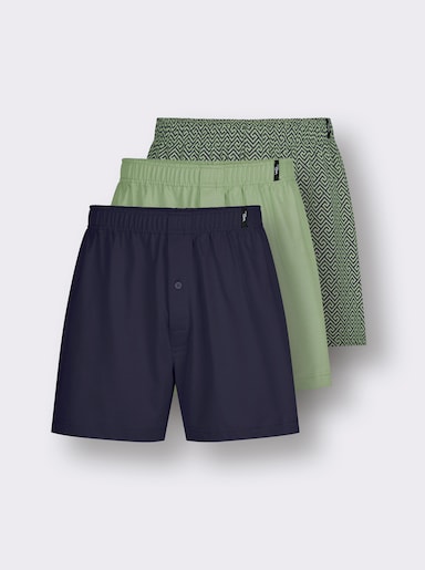 wäschepur men Boxershorts - marine-eucalyptus-bedruckt + marine + eucalyptus