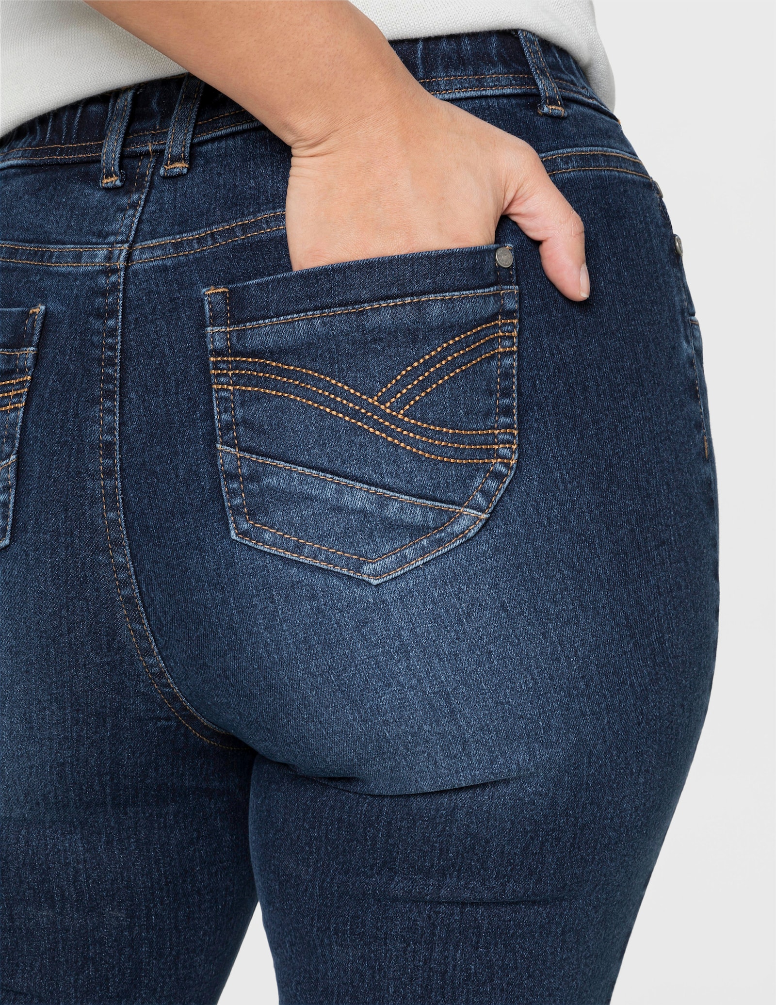 sheego Jeggings mit Gürtelschlaufen - dark blue denim