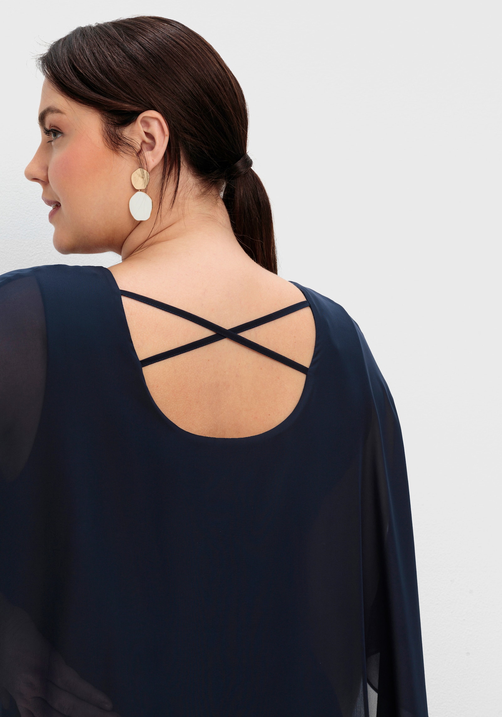 sheego Abendkleid mit Fledermausärmeln - marine