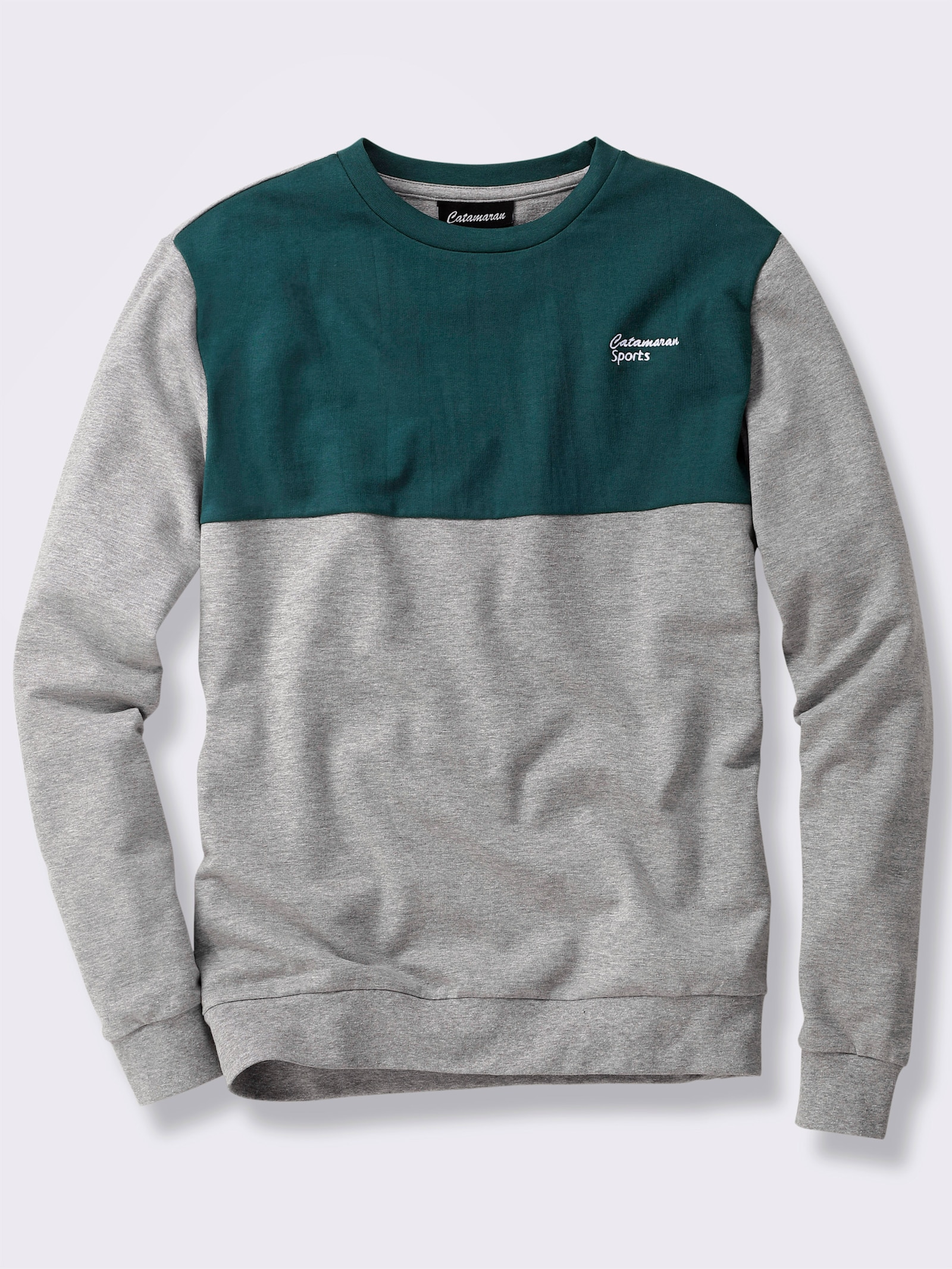 Catamaran Sports Sweatshirt met contrastinzet - grijs gemêleerd