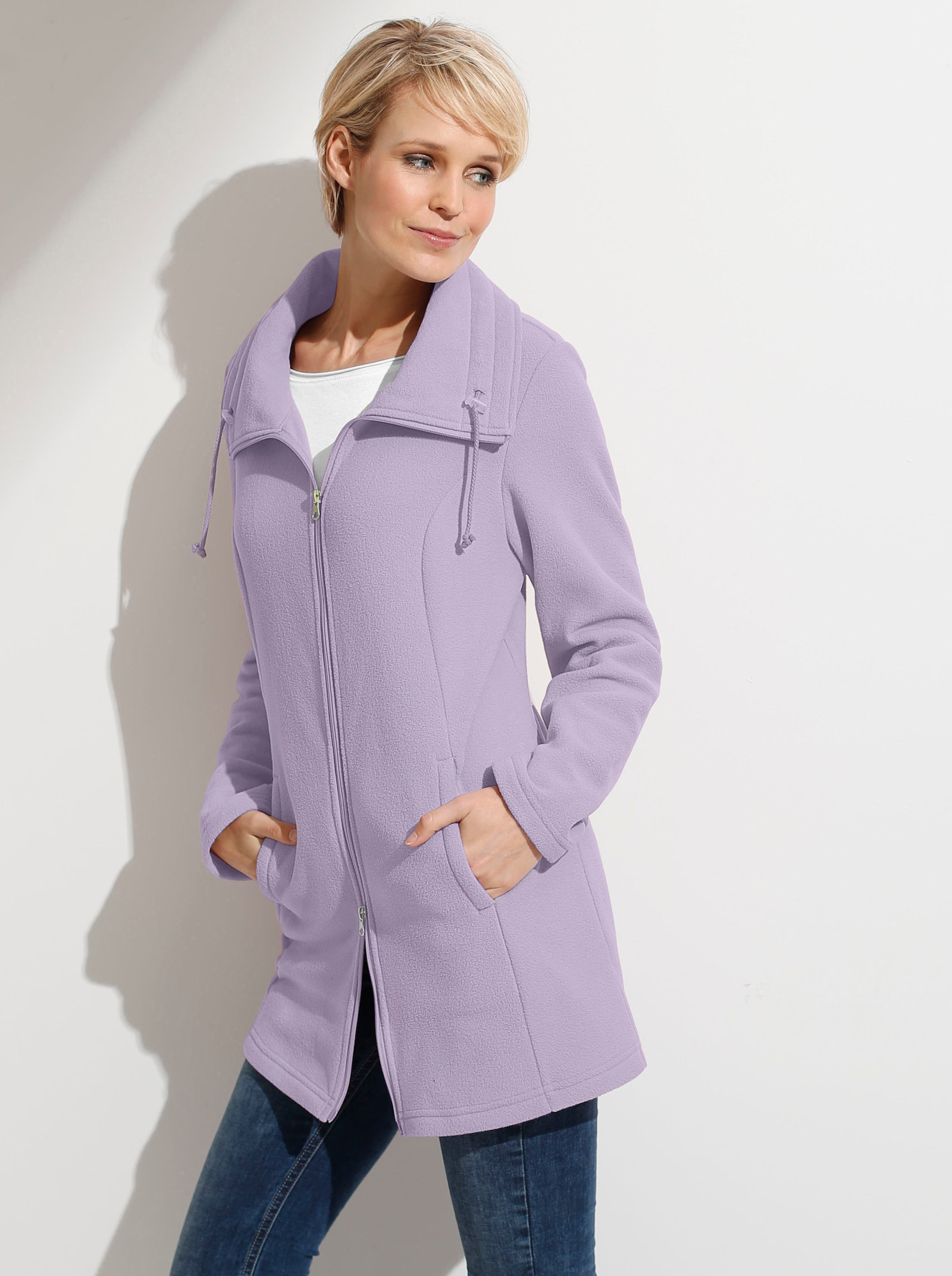 Fleecejacke mit 2-Wege-Reissverschluss - flieder