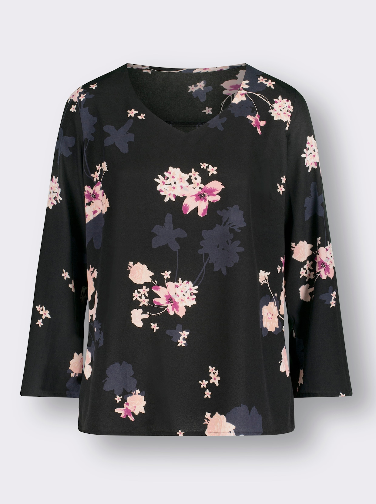 Comfortabele blouse - zwart gedessineerd