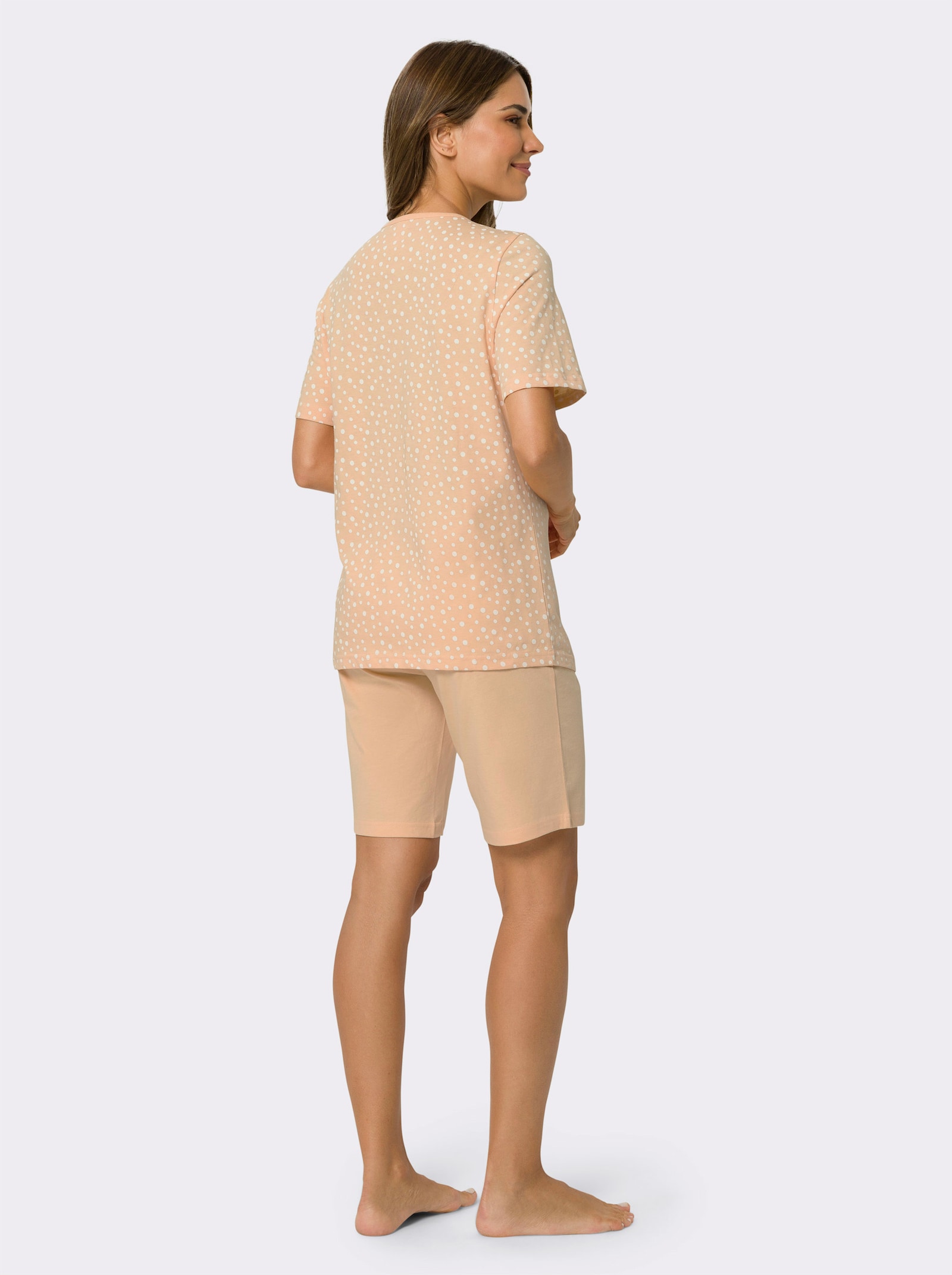 Shorty mit Punkte-Dessin - apricot-ecru