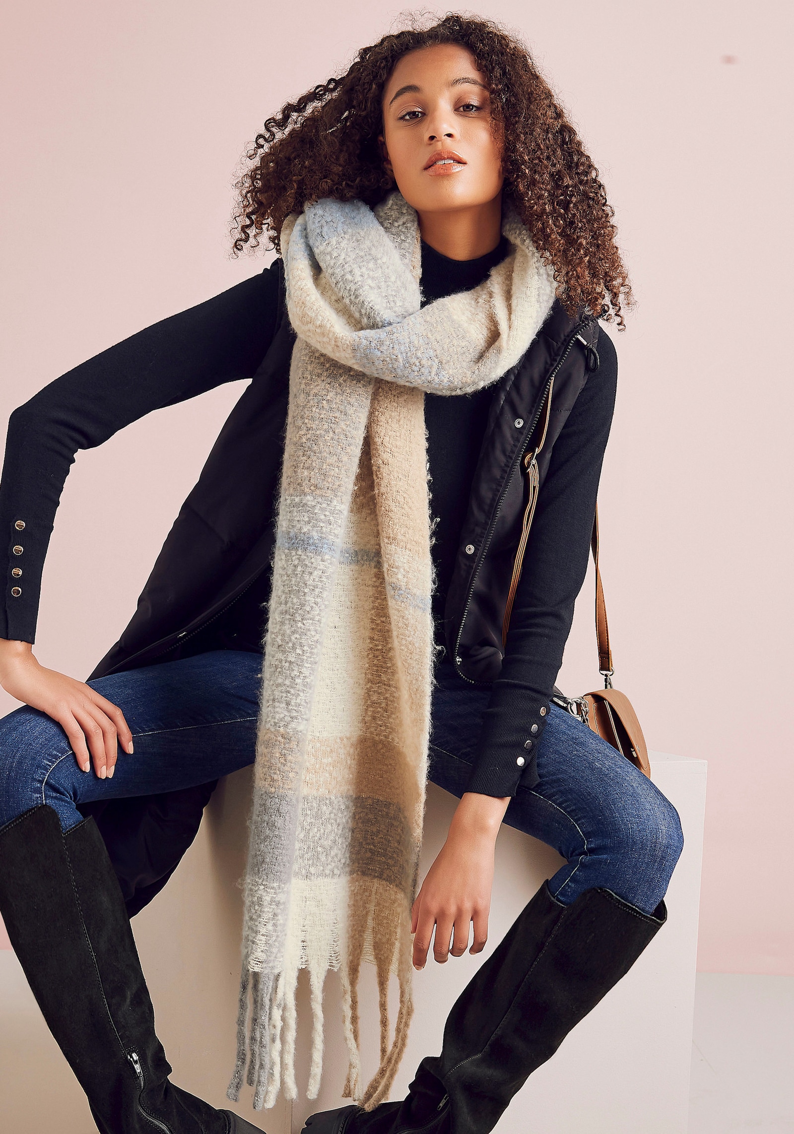 LASCANA Schal - beige-hellblau-ecru