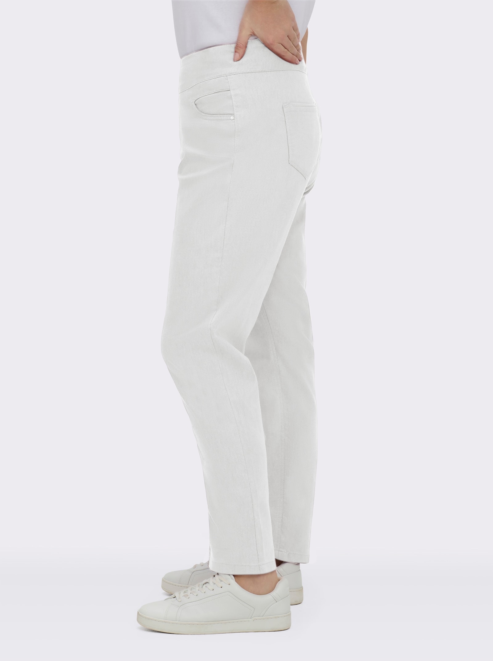 Schlupfhose mit hohem Dehnbund - weiß