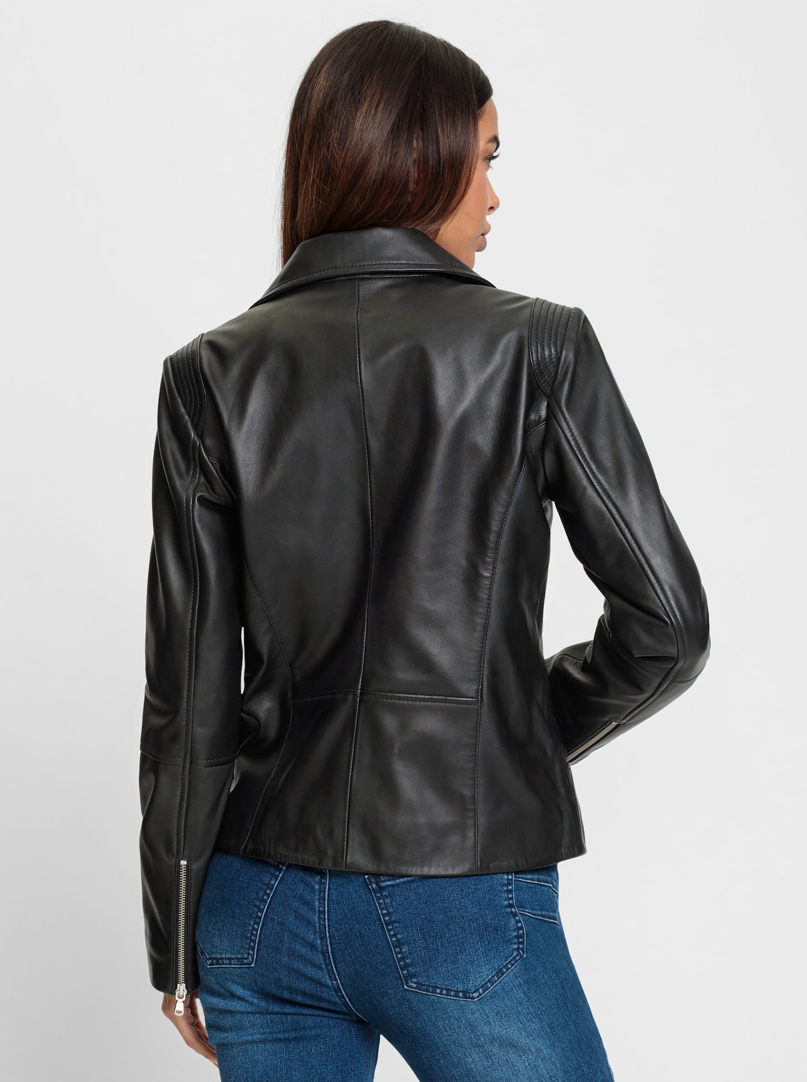 heine Lederjacke mit asymmetrischem Zipper - schwarz