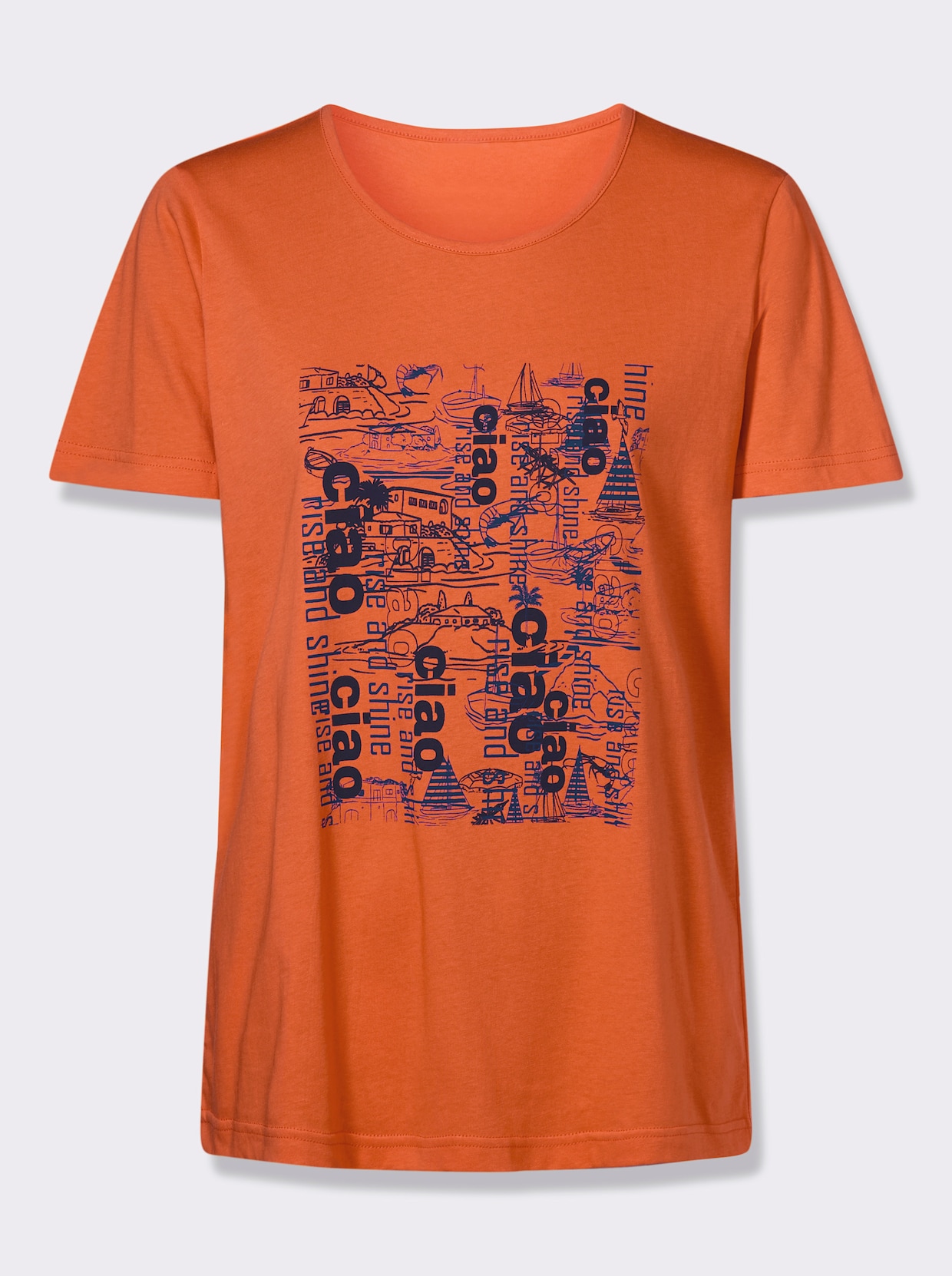 Kurzarmshirt - orange-marine