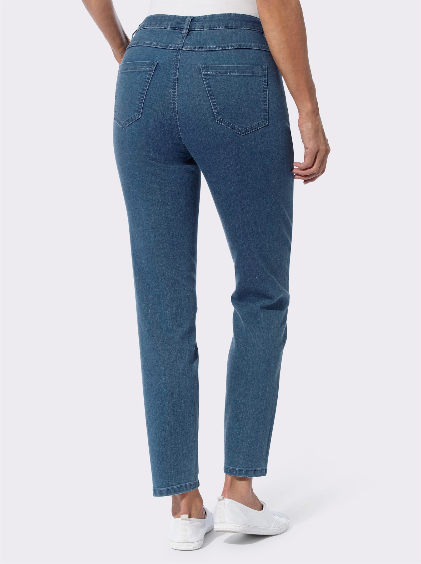 Jeans mit Tunnelzug und Bindeband - blue-bleached