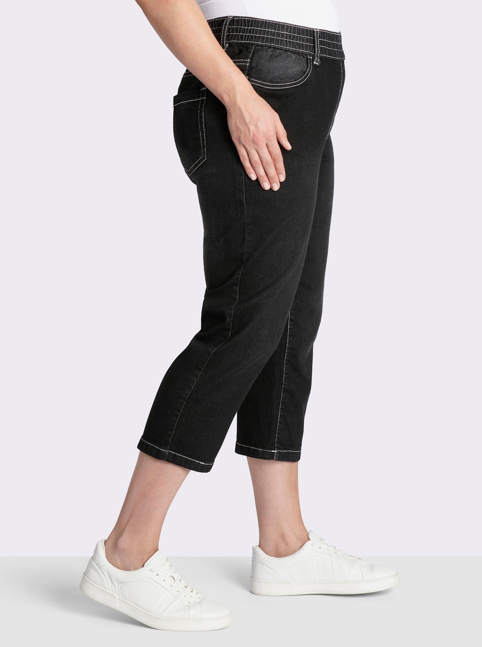7/8-Jeans mit Reißverschluss-Blende - black-denim