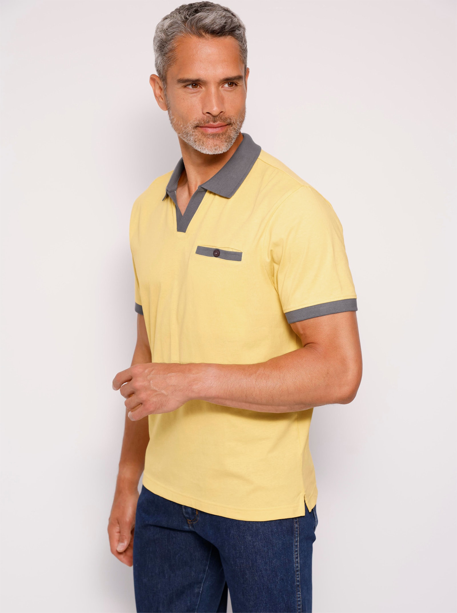 Poloshirt mit kontrastfarbenen Details - gelb