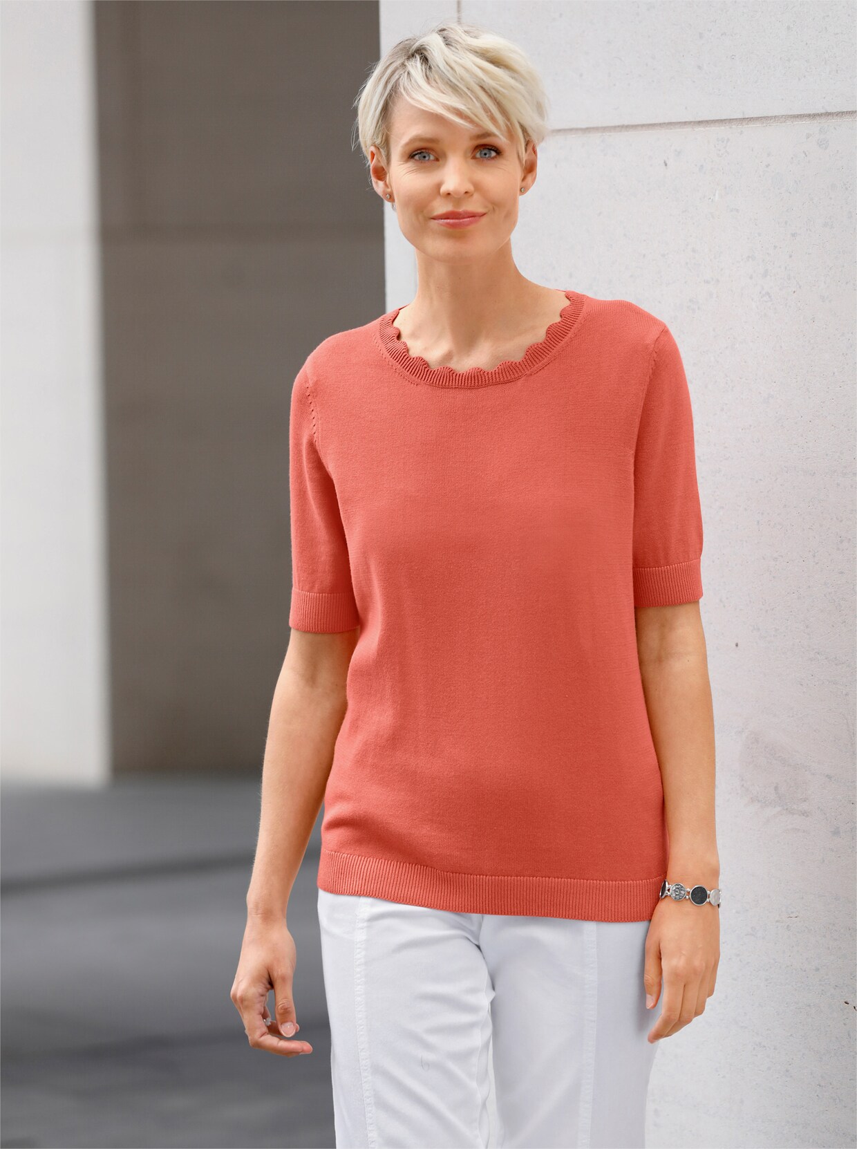 Pullover met ronde hals - flamingo