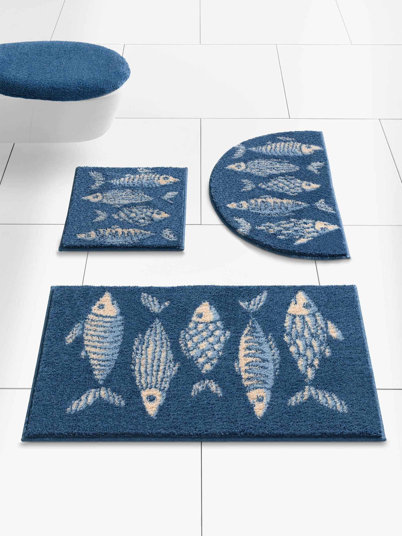 Grund Tapis de bain - bleu-beige