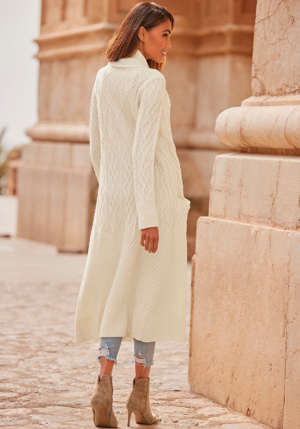 LASCANA Longstrickjacke - creme