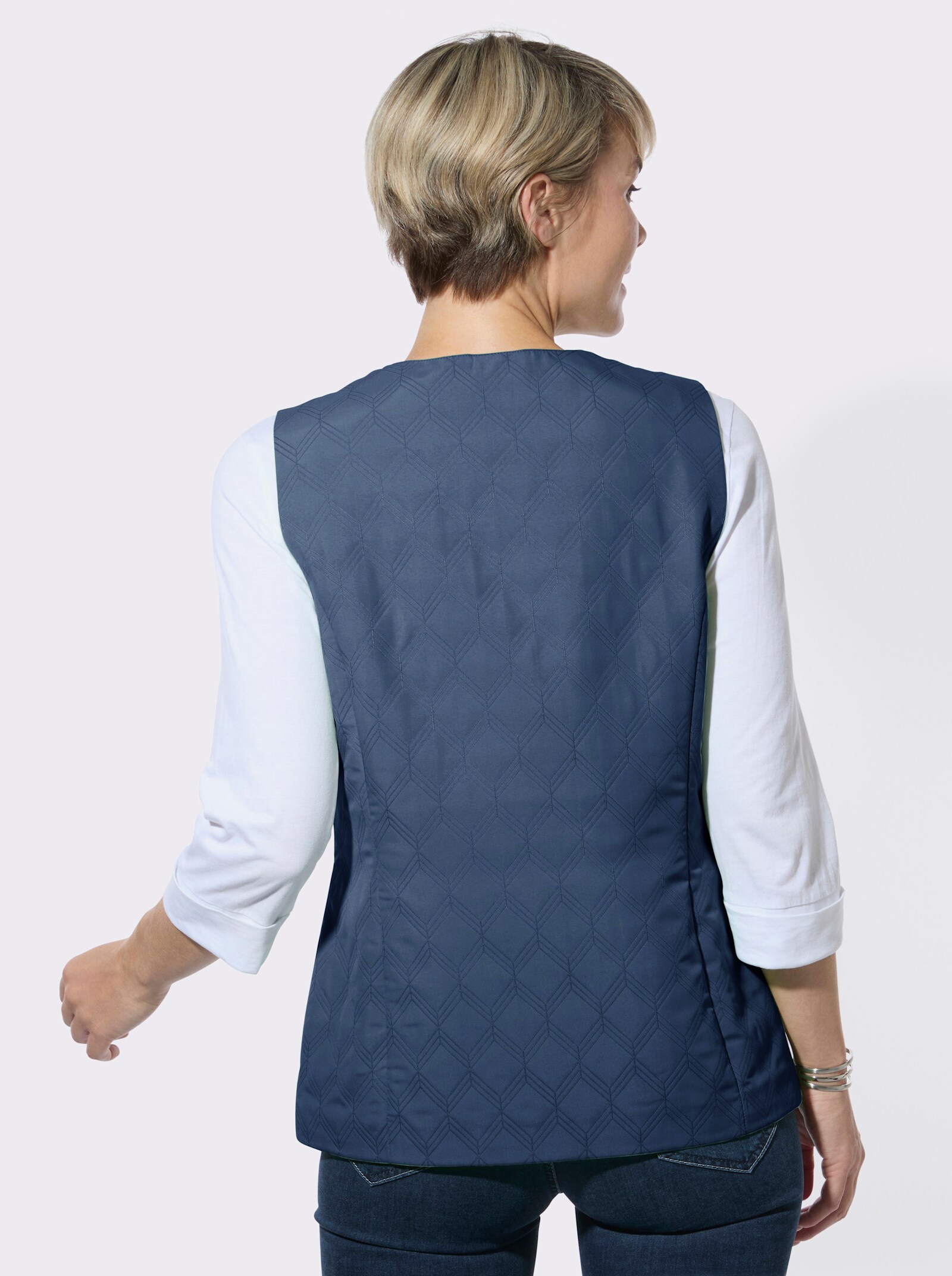 Steppweste mit Reißverschluss-Taschen - jeansblau