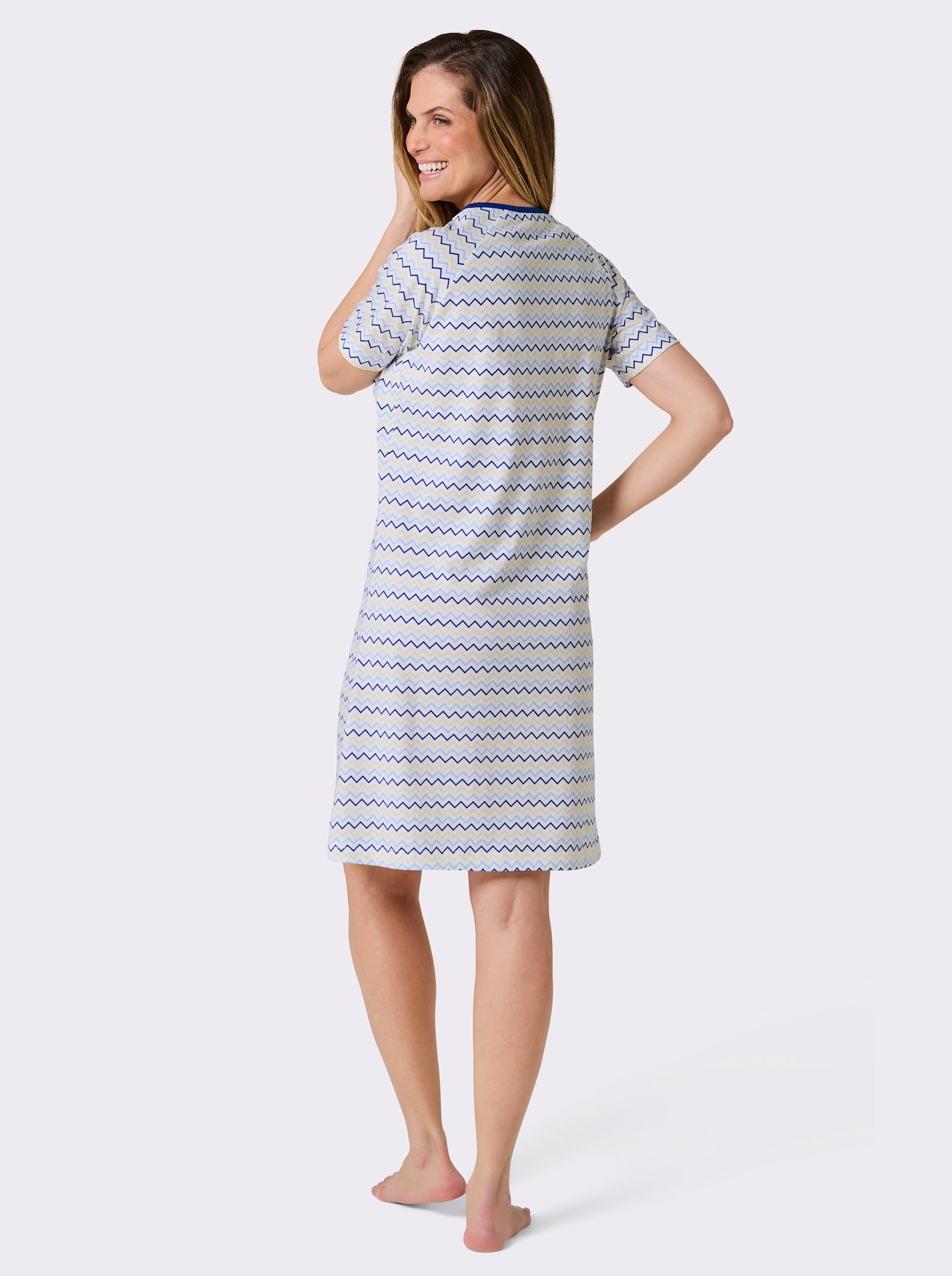 wäschepur Sleepshirt - weiß-royalblau-bedruckt