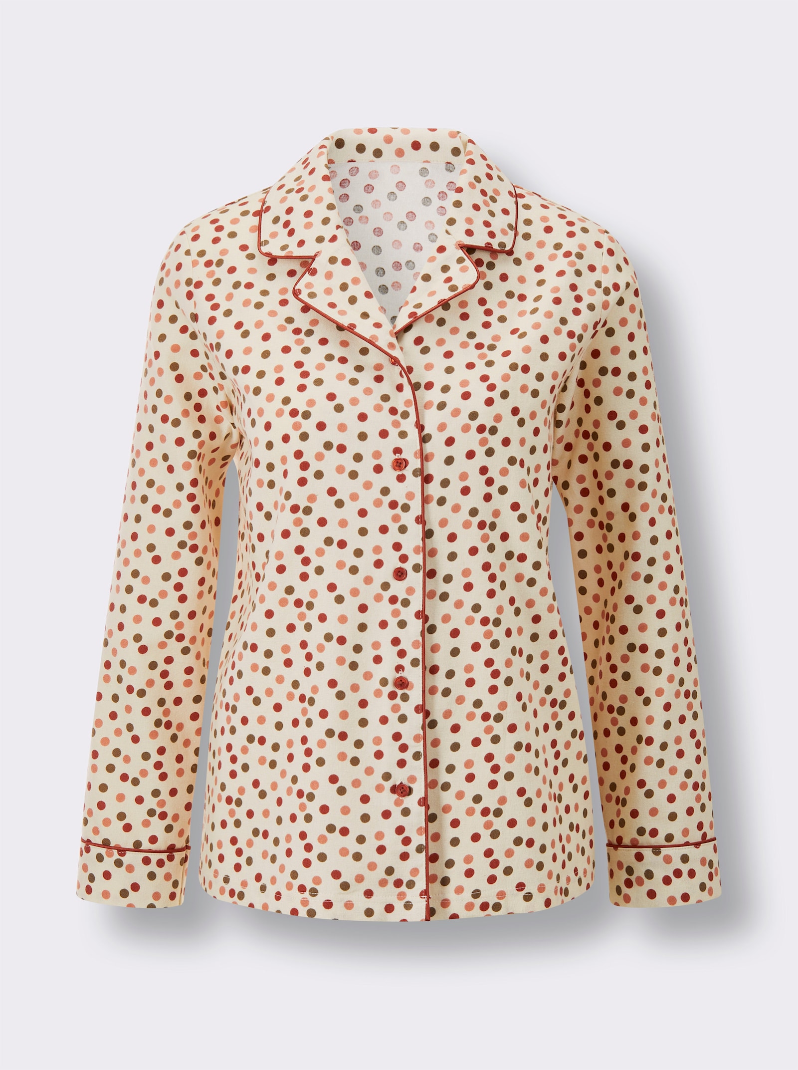 wäschepur Pyjama aus Flanell - champagner-papaya-getupft