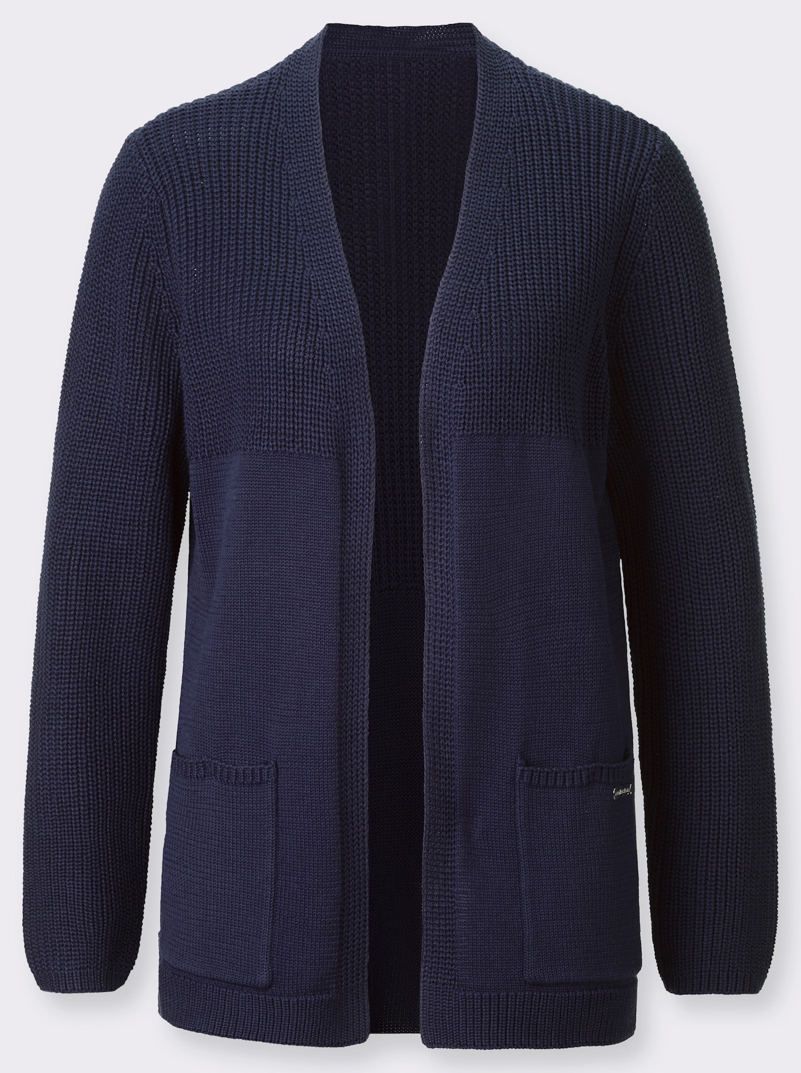 Strickjacke in langer, offener Form - marine