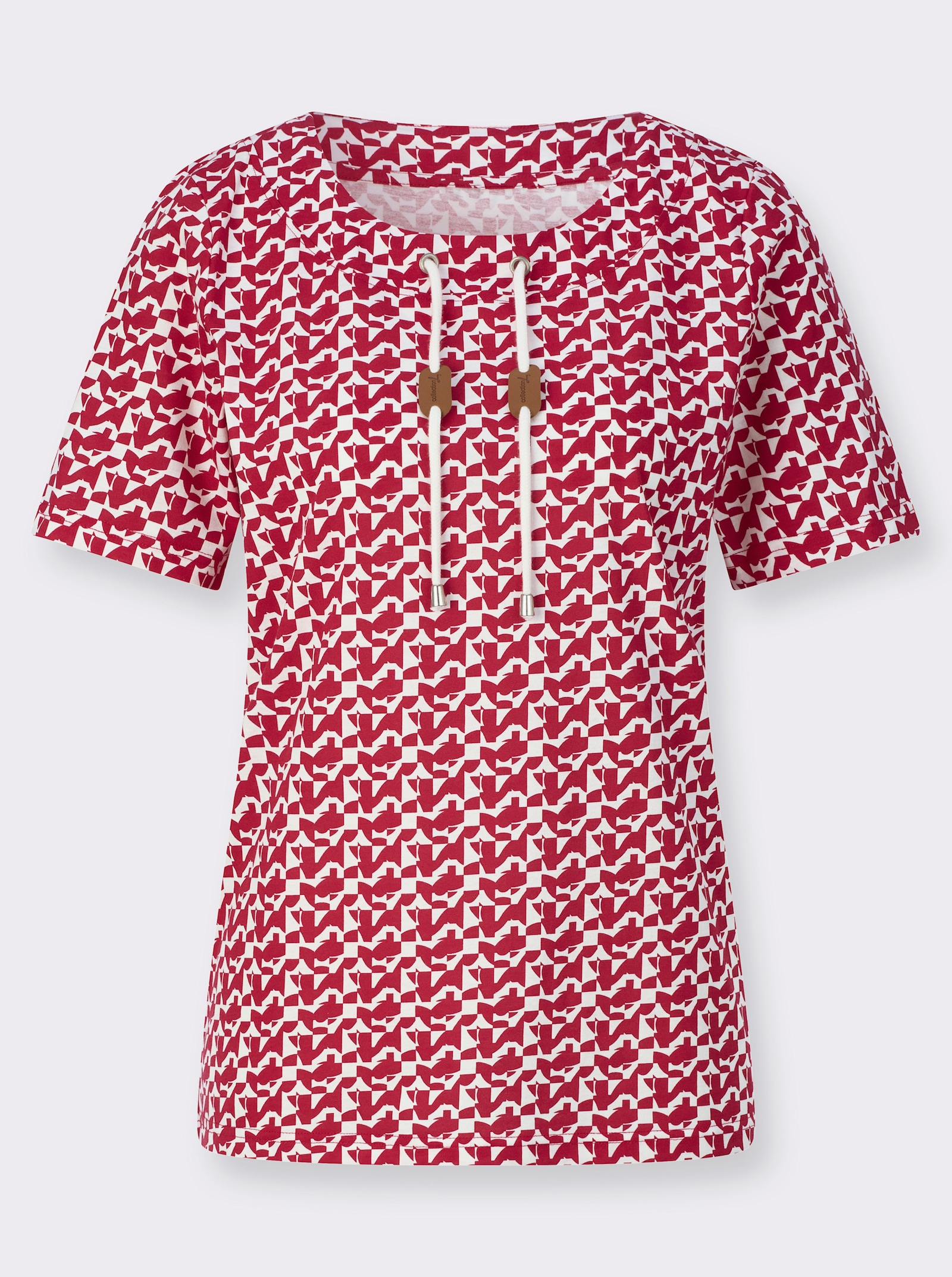 Shirt mit Druck - rot-ecru-bedruckt