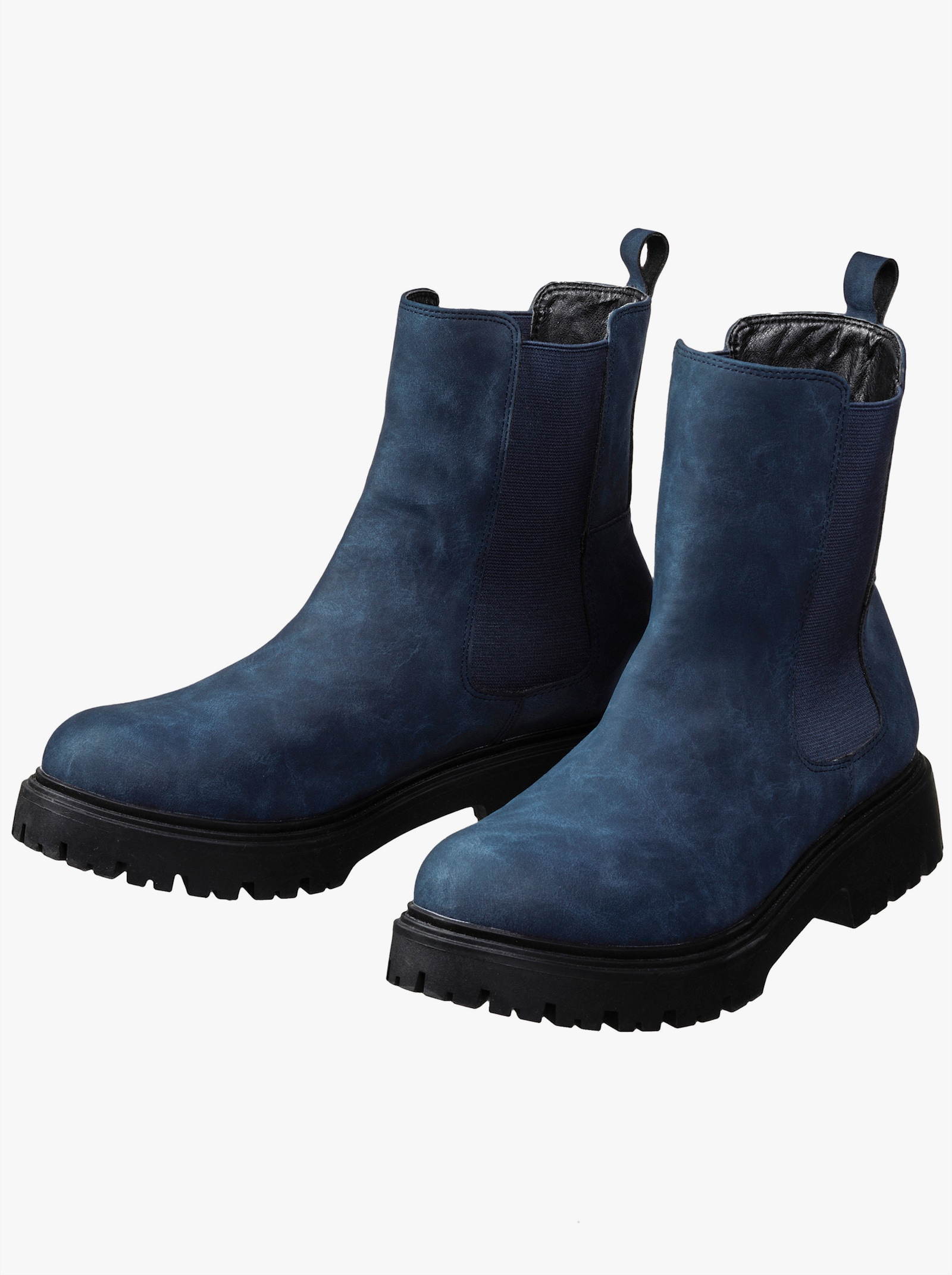 sheego Ankleboots aus Velourslederimitat - blau