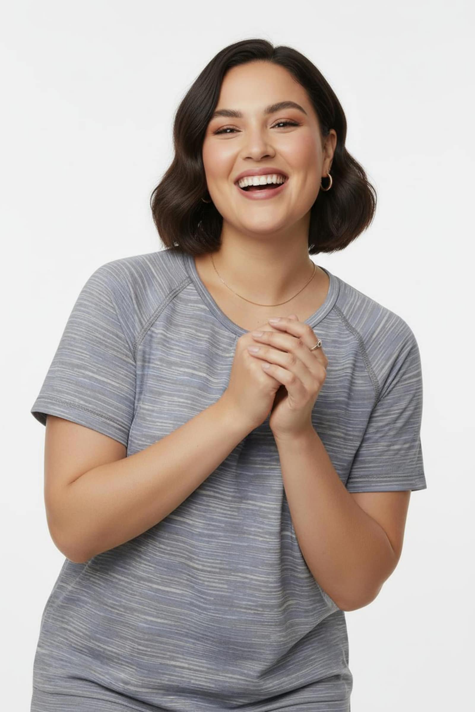 Catamaran Sports Funktionsshirt mit Raffungen - taubenblau-meliert