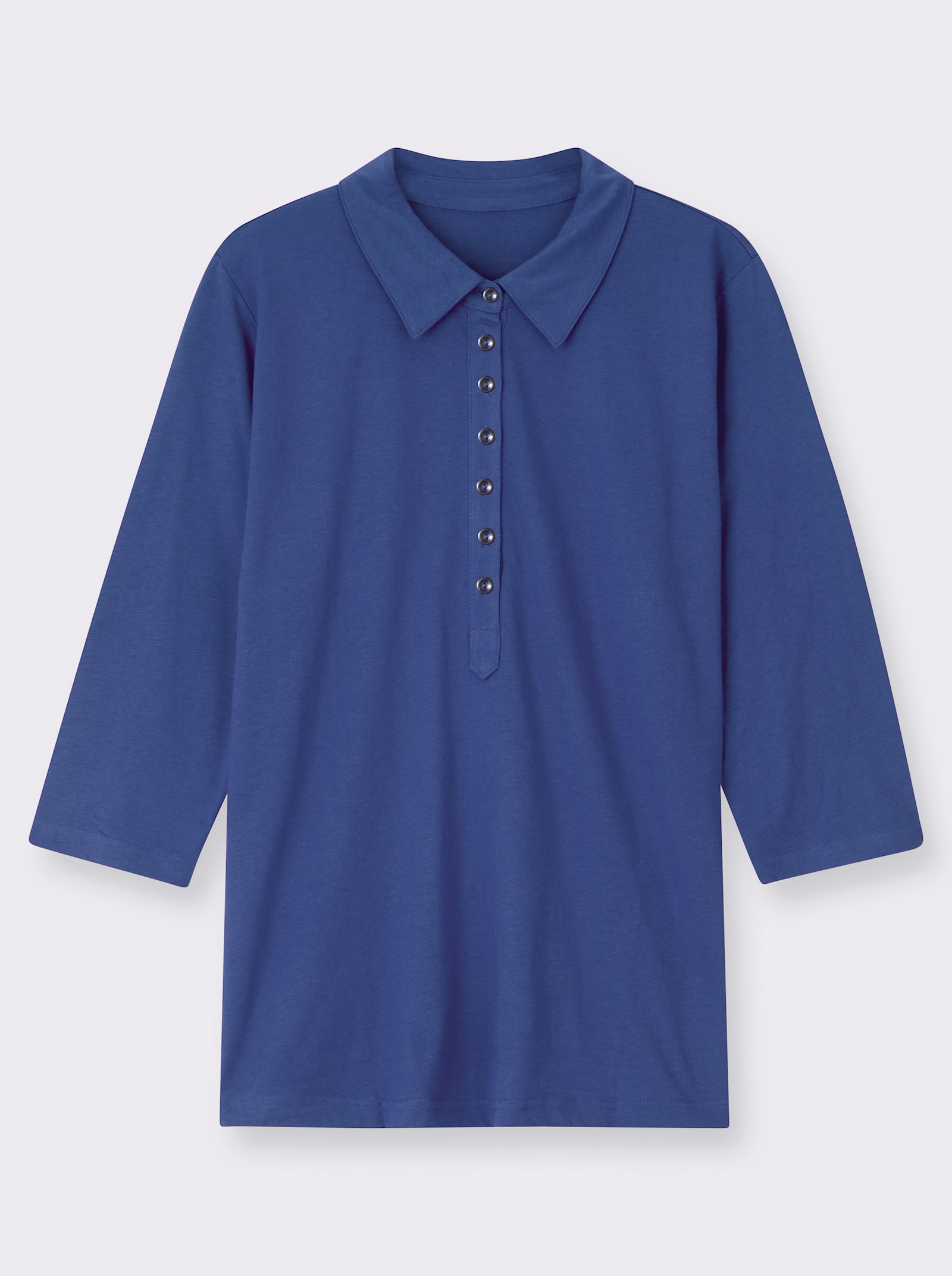 Poloshirt mit langer Knopfleiste - royalblau