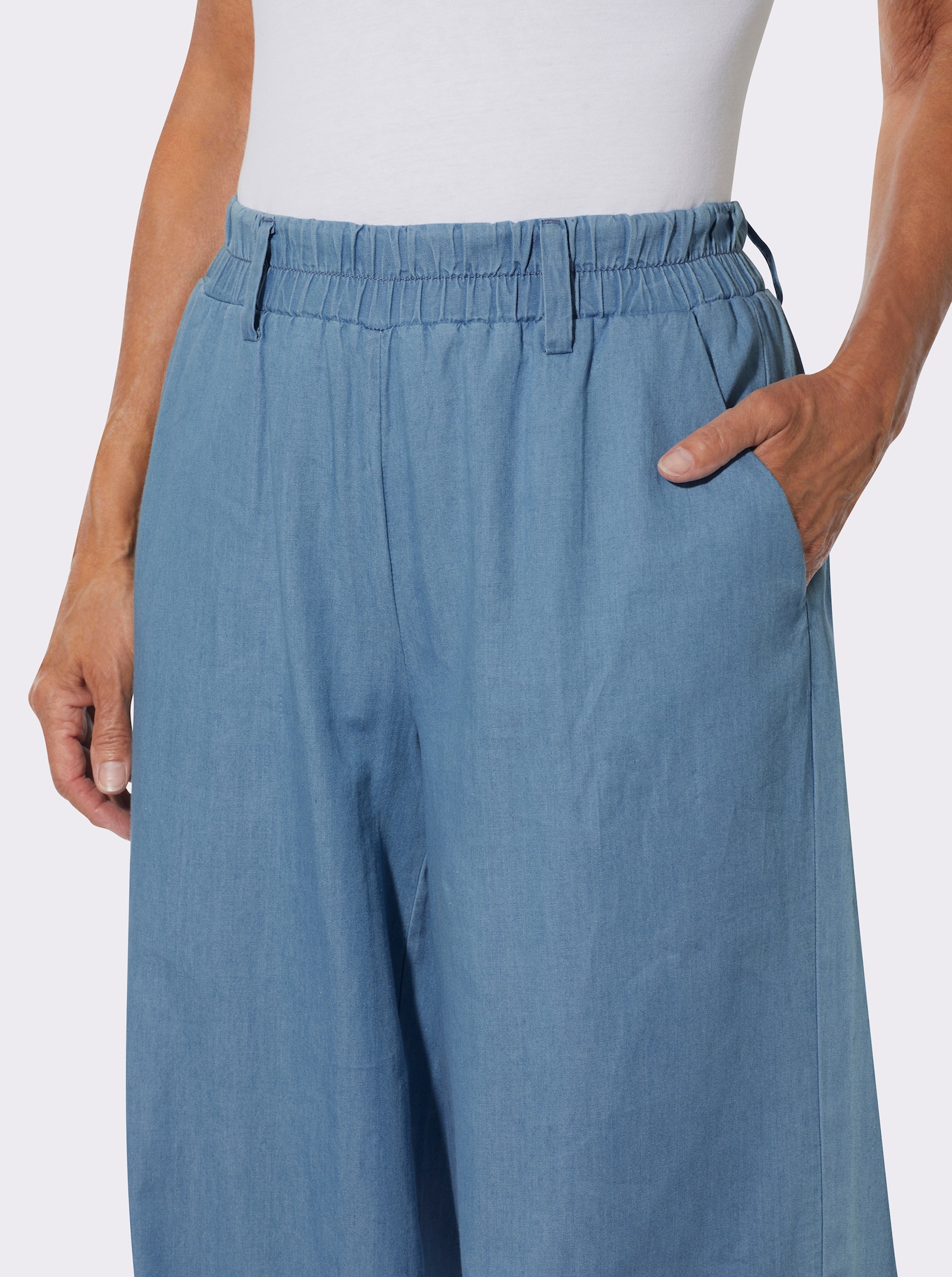 Palazzohose aus reiner Baumwolle - blue-bleached