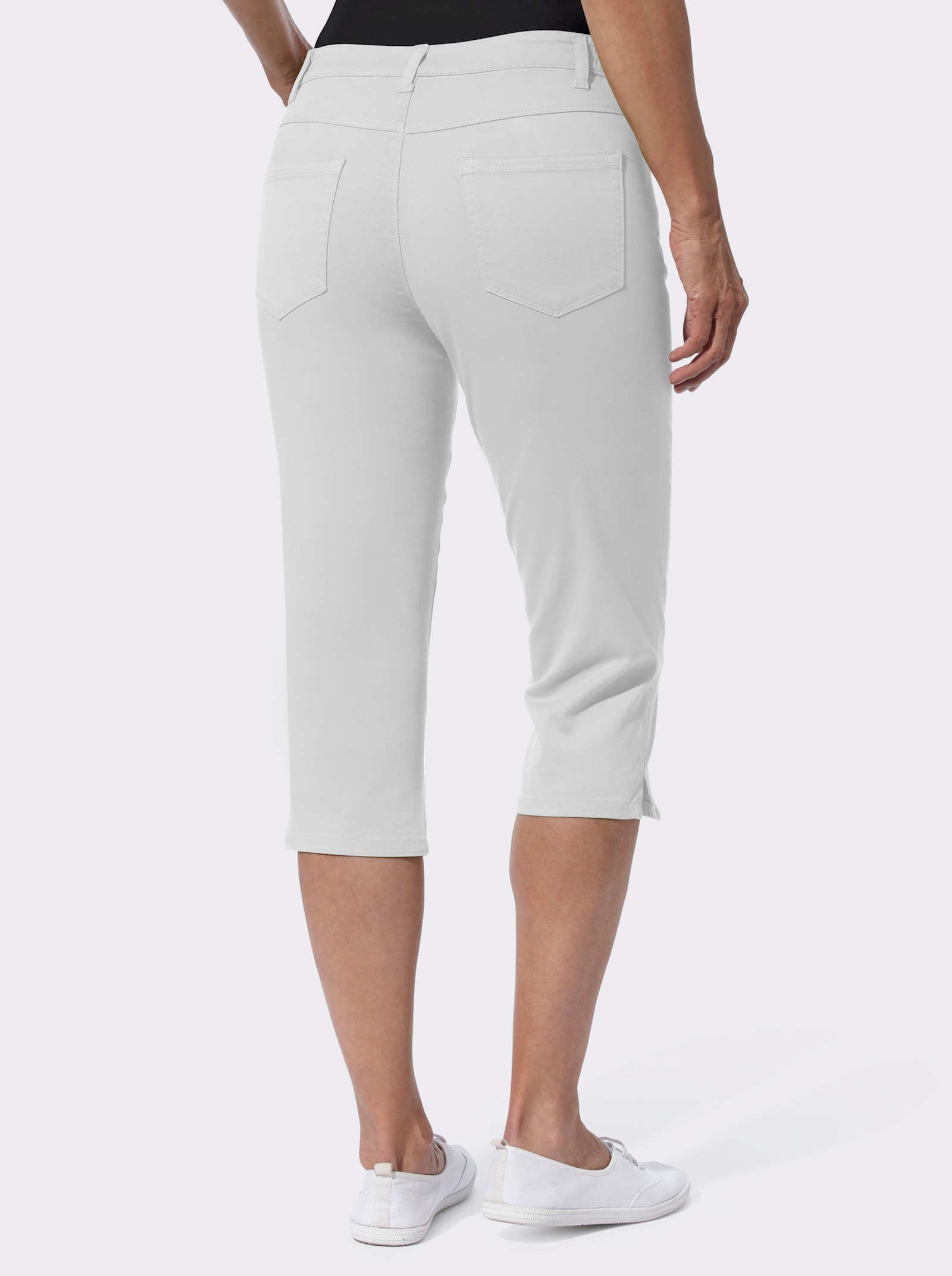 Capri-jeans met comfortband opzij - wit