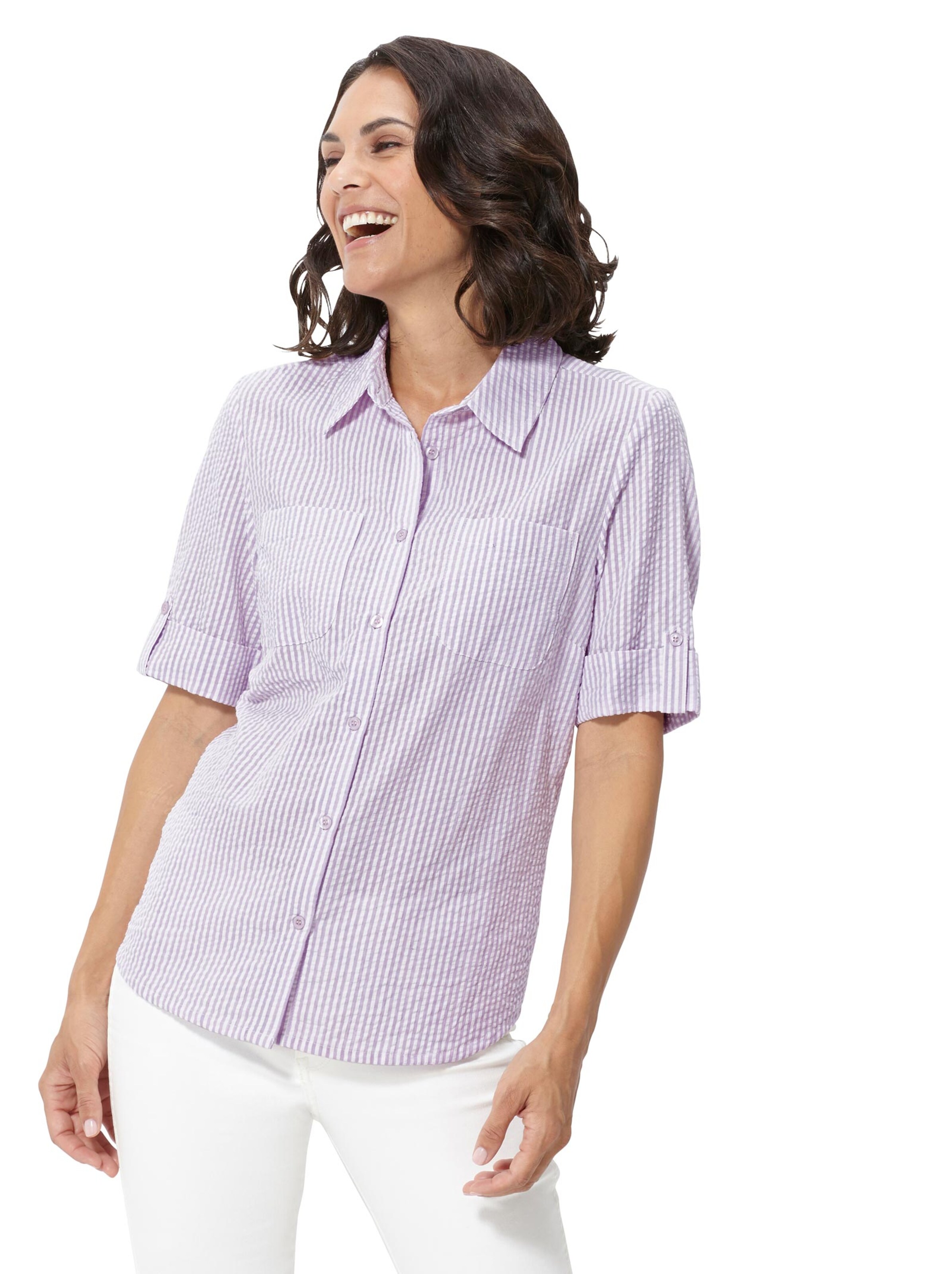 Bluse - flieder-gestreift