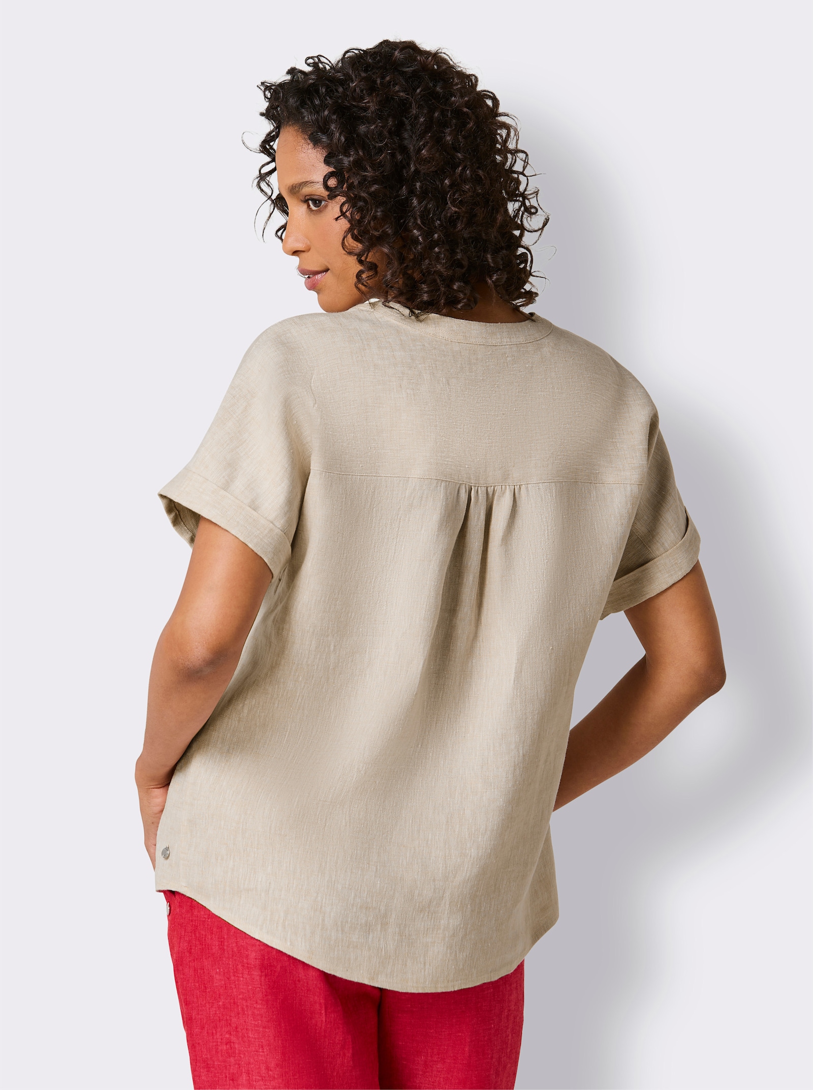 CREATION L PREMIUM Linnen blouse in A-lijn - zand gemêleerd