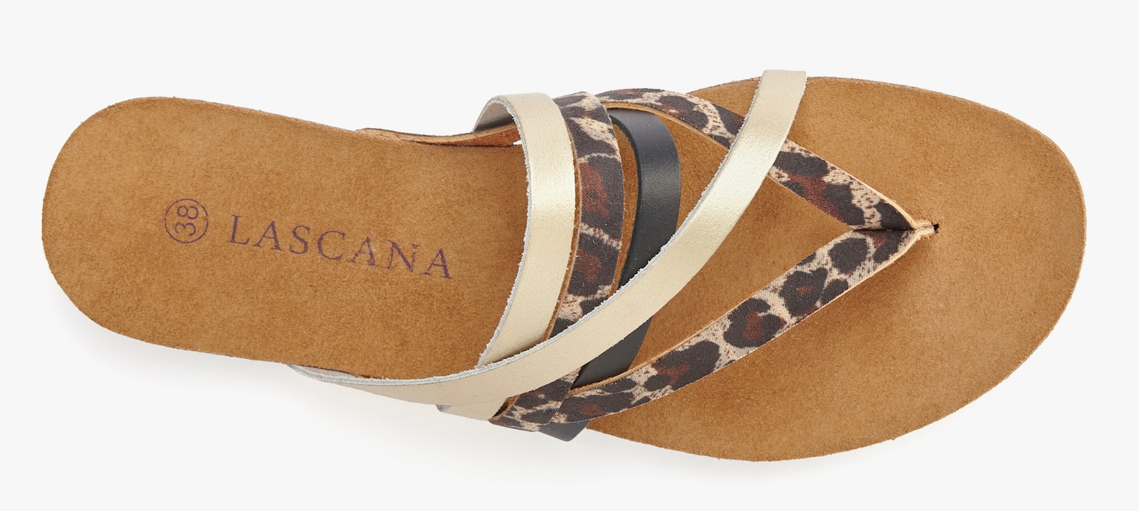 LASCANA Zehentrenner - schwarz/leo